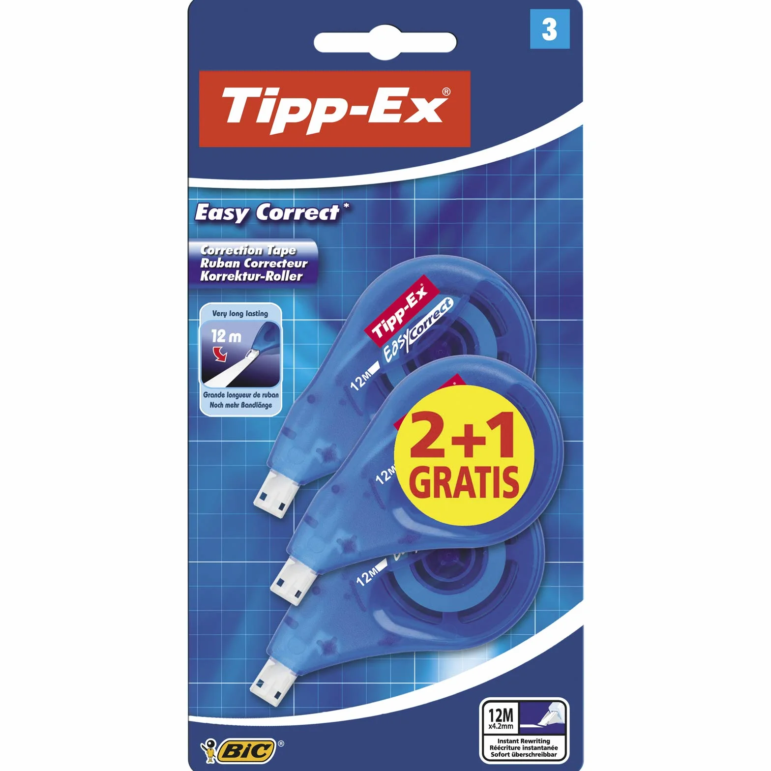 Tipp-Ex Easy Correct Nastro correttore ultra lungo 3 pezzi
