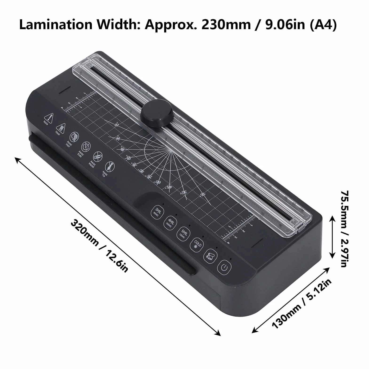 Plastificatrice A4, con Pulsante ABS One Touch, Pulsanti Touch All'avanguardia, velocità 320 Mm/min, Compatibile con Formati A4 a 3 Pollici, Accessori Plastificatrice (Spina
