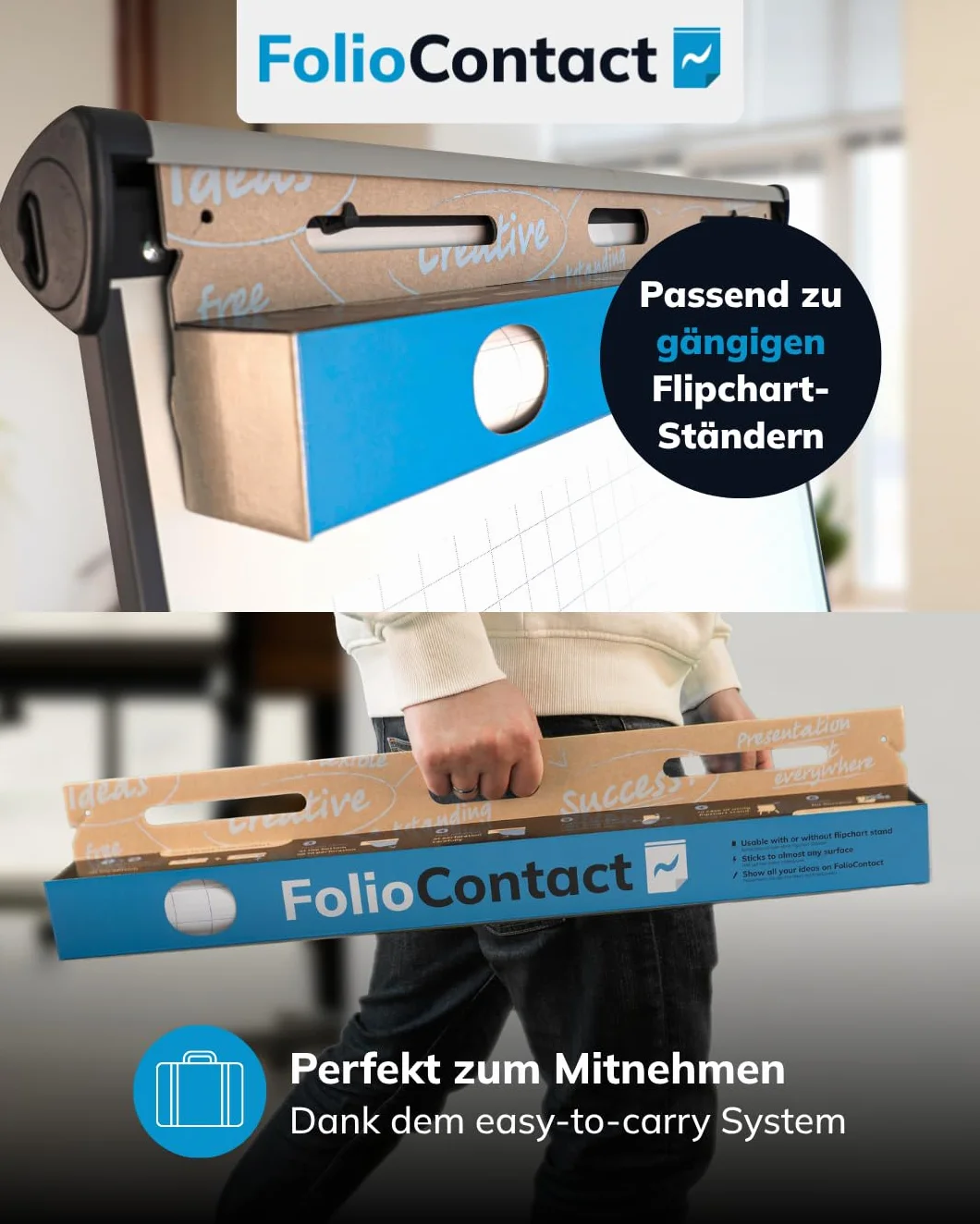 Folio Contact - Fogli elettrostatici per lavagna a fogli mobili, aderiscono a quasi tutte le superfici