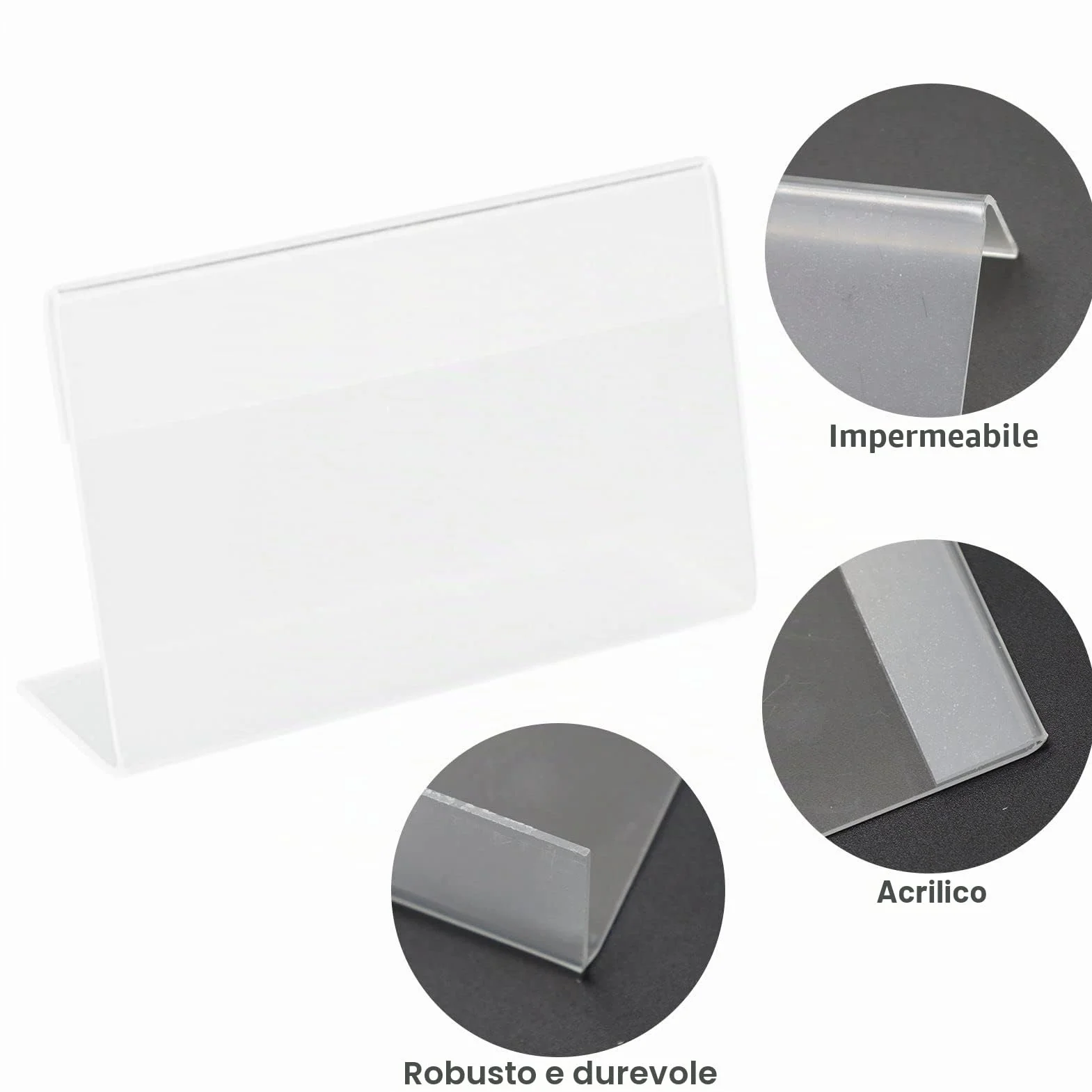 Porta Etichette Trasparente 30 Pezzi Supporti a Forma di L per Visualizzare i Prezzi (8 x 5,2 cm)