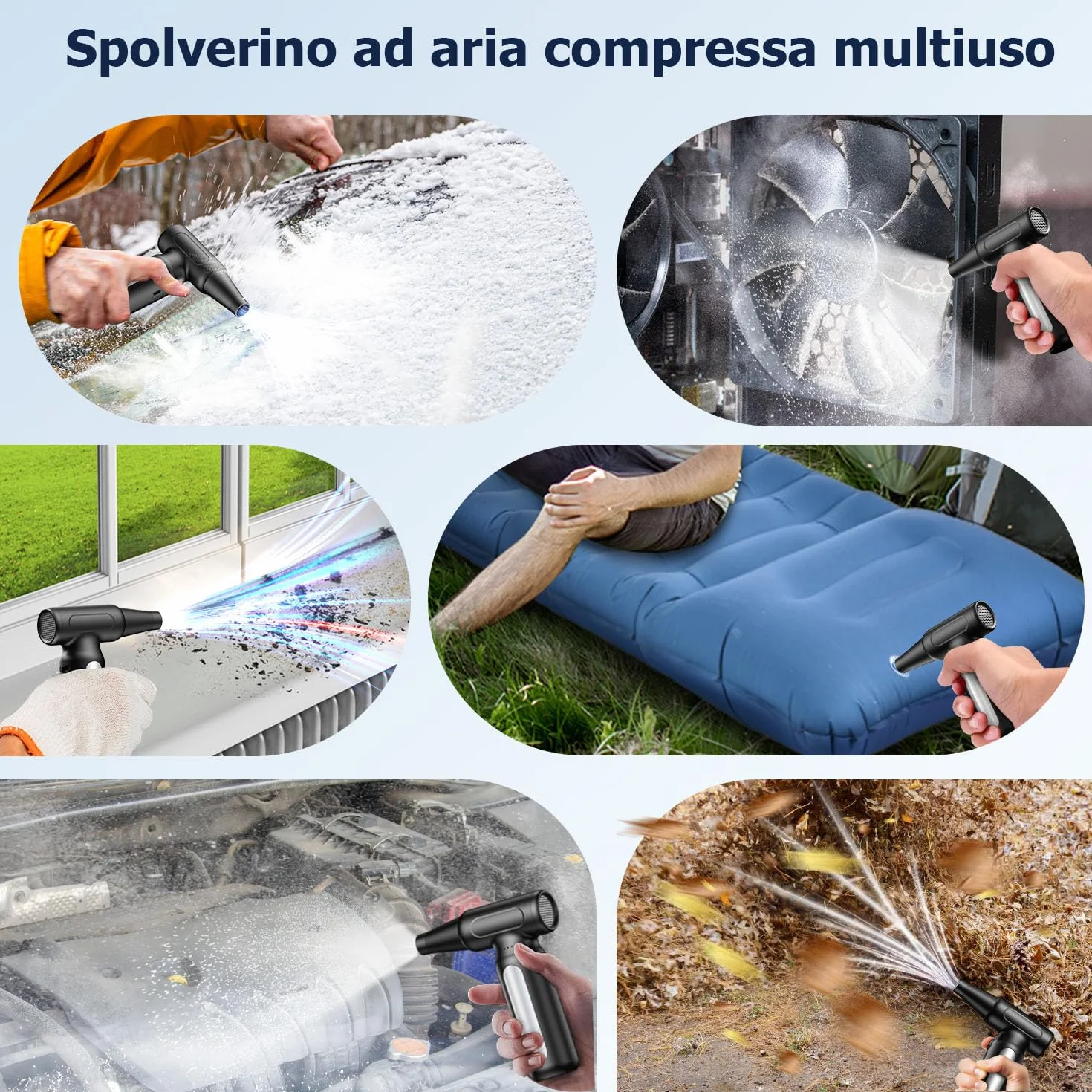 Soffiatore Aria Compressa Elettrico- 200000 RPM Super Power Cordless Air Blower Duster, USB ricaricabile durevole 3-Gear regolabile Dust Blower Cleaner per PC, tastiera