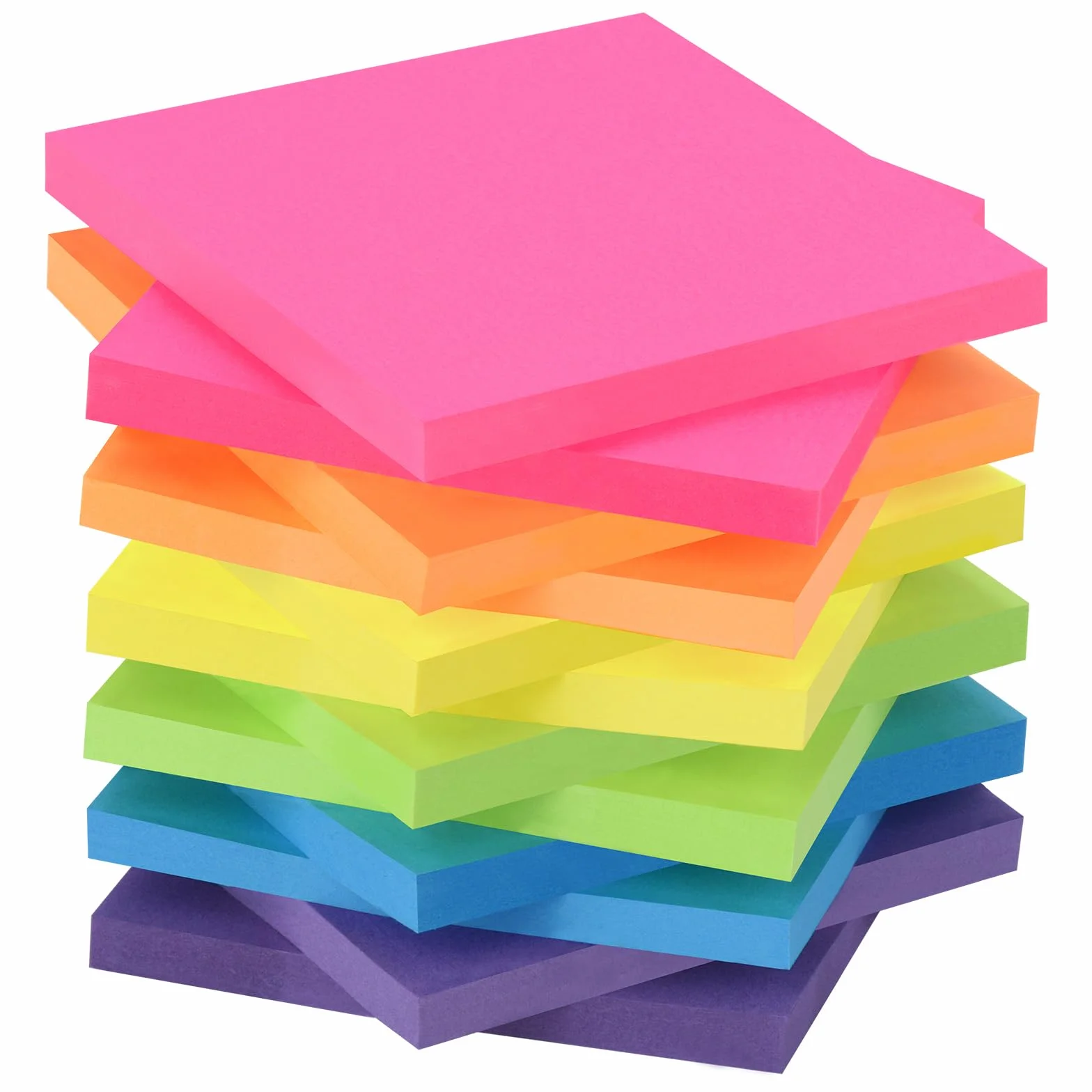 Blocchetti di Foglietti Adesivi 76mm x 76mm Neon, 60 Fogli per Blocco, Promemoria e Annotazione