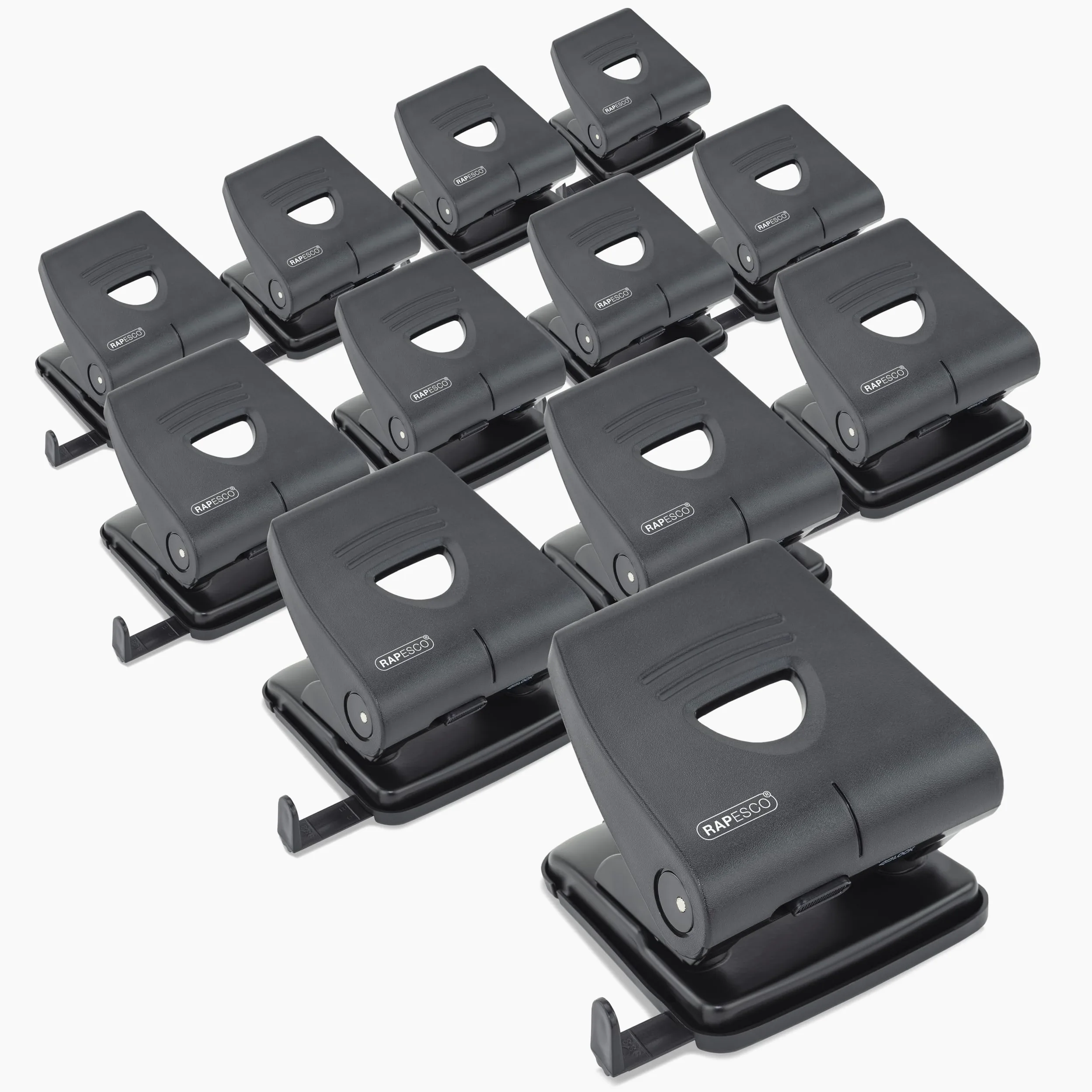 Rapesco PF827PB2T Confezione Business: 827-P Perforatrice a 2 Fori, Capacità 30 Fogli, Nero, Confezione da 12