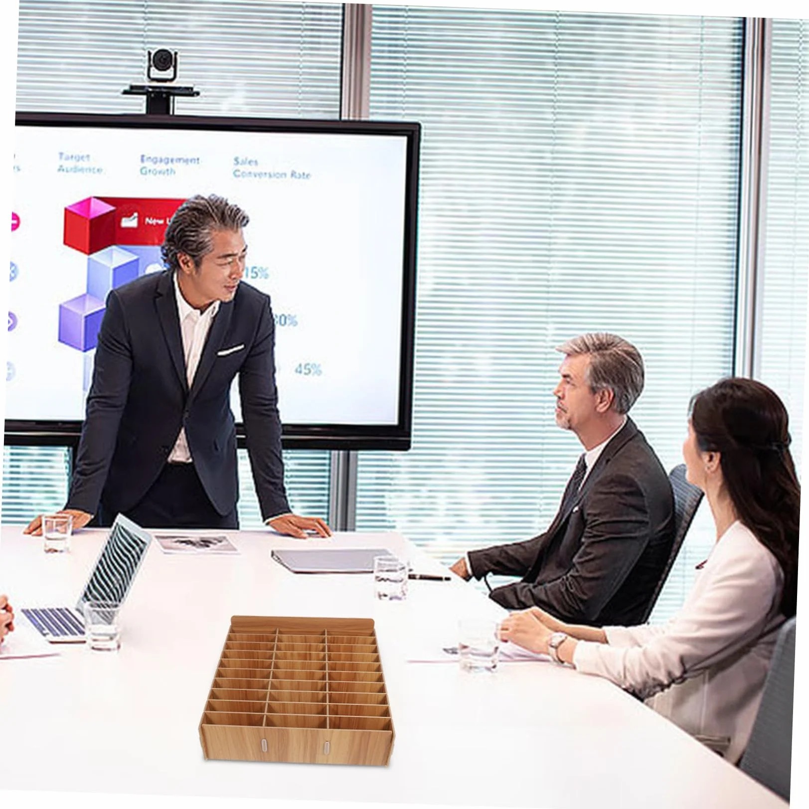 Scatola Portaoggetti in per Telefoni Cellulari con Scomparti Organizer Multi-grid per Ufficio e Aula Gestione Ordinata Smartphone Supporto Telefonico Design Robusto e Funzionale