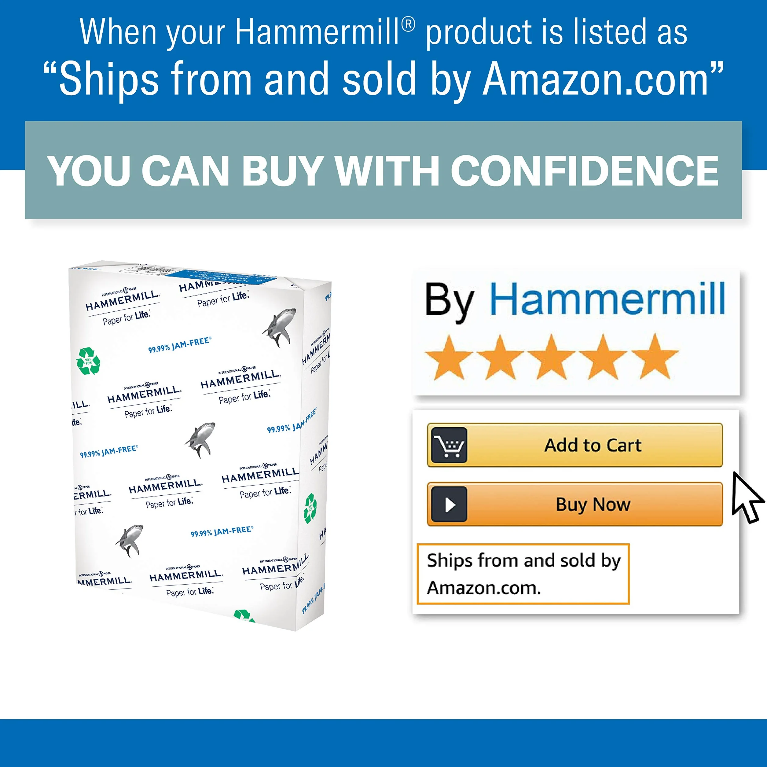 Hammermill Paper, Great White 100% riciclato per stampante, 9,1 kilogram, 8.5 x 11 Lettera 5,000 Sheets White