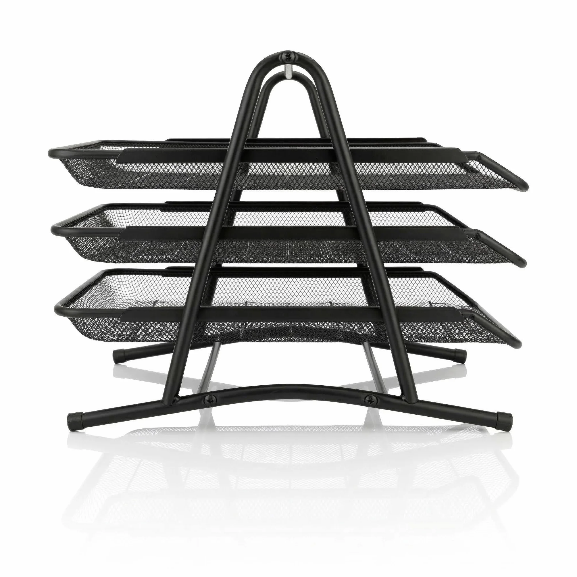 D.RECT KOMO Portadocumenti da Scrivania 3 Scomparti Metallo Rete Organizer A4 Estraibile 350x297x275 mm