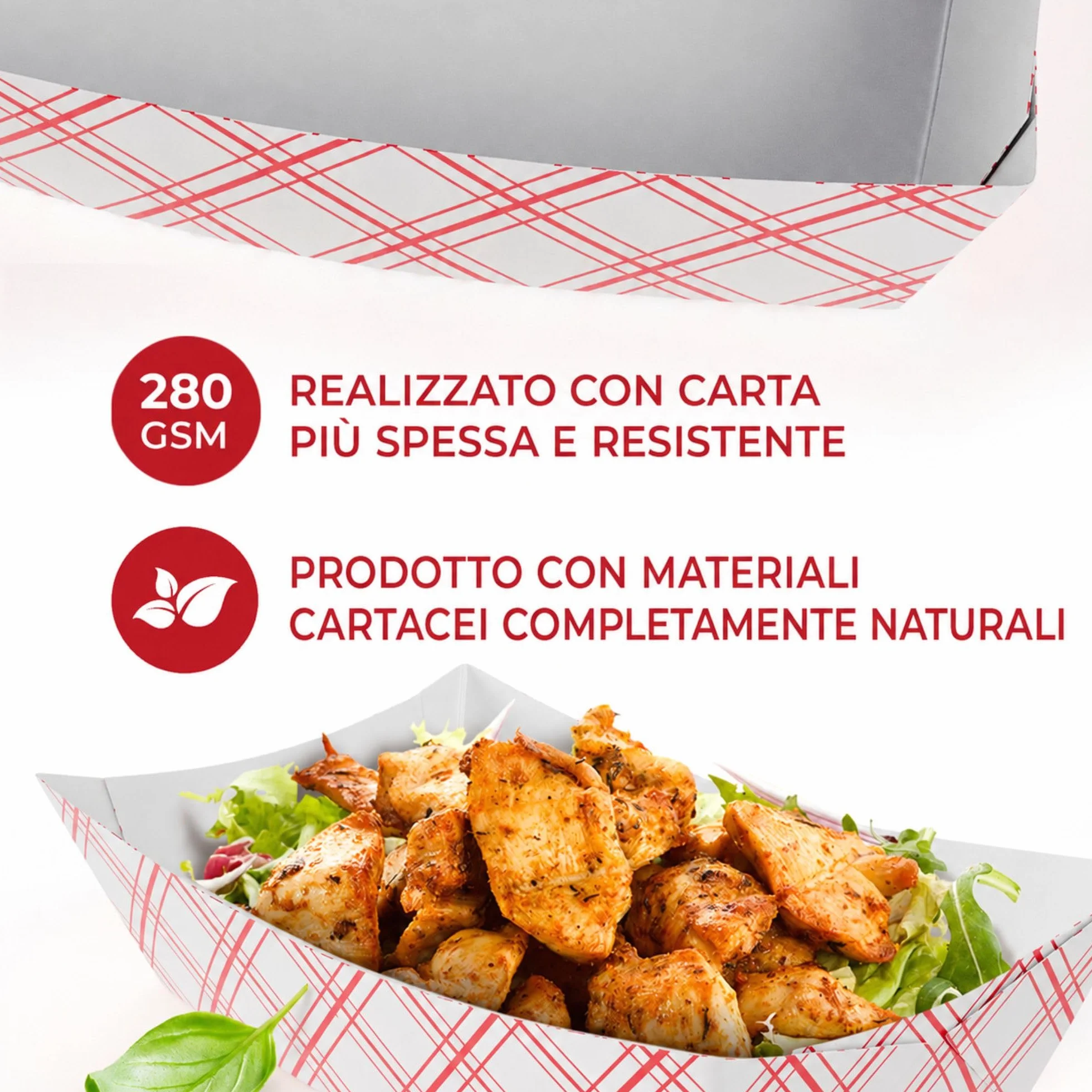 SPARGOS Food Boats Vassoi per alimenti 250 pezzi 1,4 kg carta rossa e bianca a prova di perdite congelatore usa e getta
