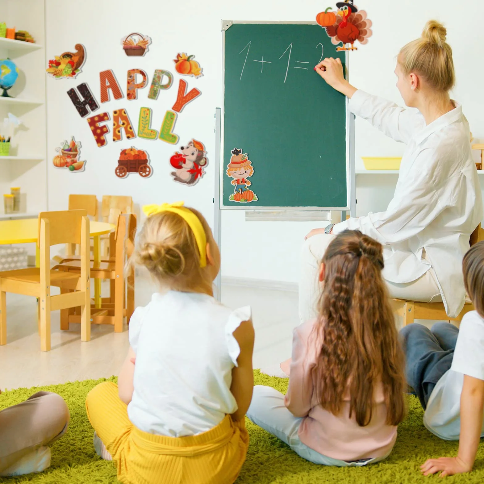 KINBOM 56 Pezzi Sticker Autunnali, Decorazioni Autunnali con Punti di Colla per Feste Scolastiche
