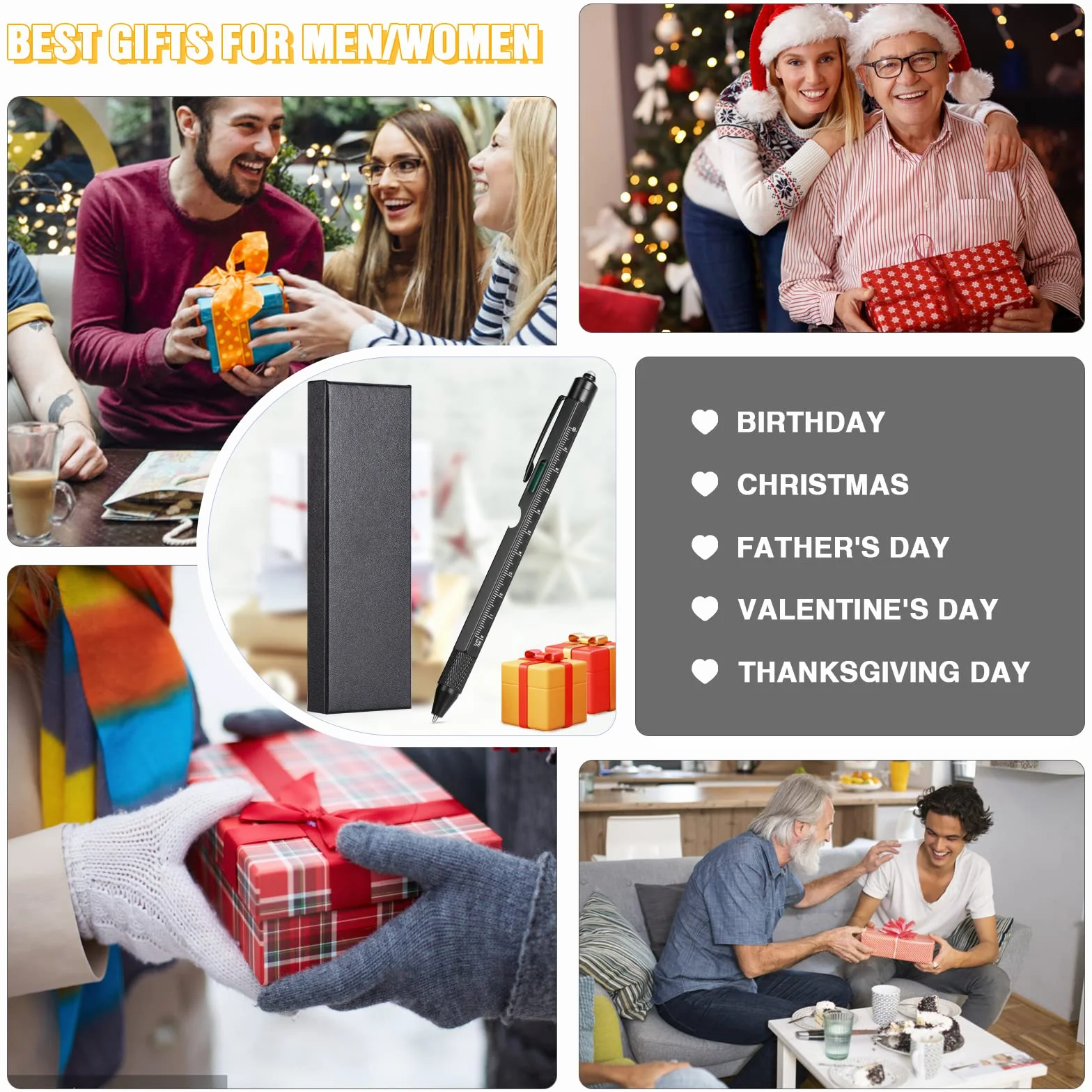Vinabo 9 in 1 Penna Multifunzione Regalo Uomo Natale Gadget Tecnologici per Lui