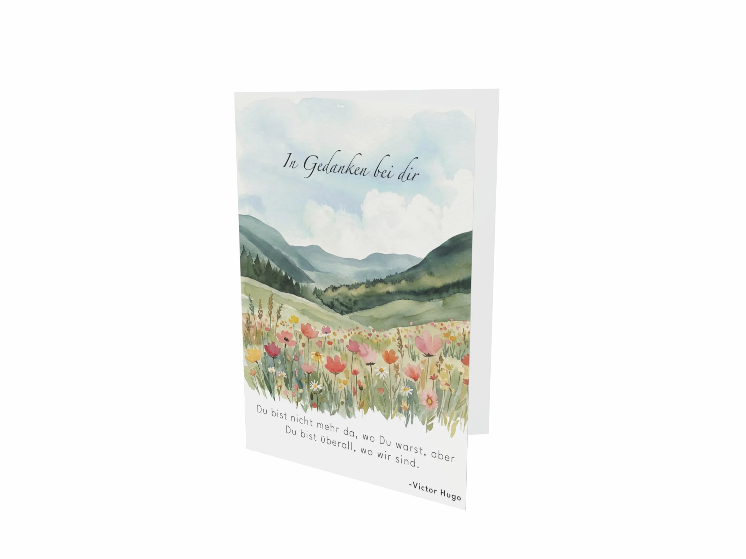 the lazy panda card company Biglietto di condoglianze con prato floreale e citazione Victor-Hugo 17 × 12 cm