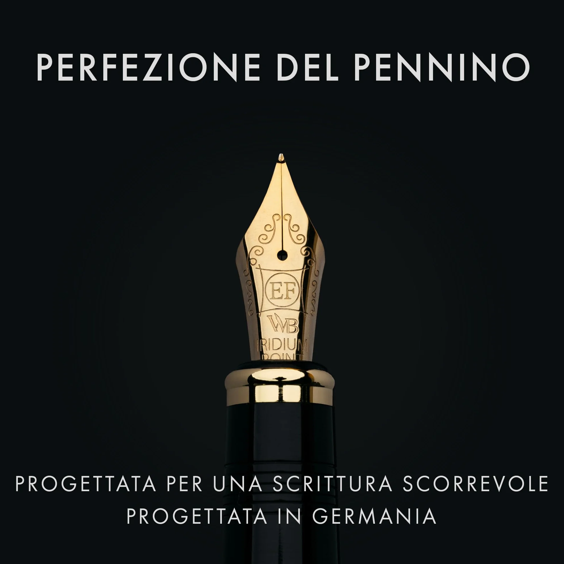 Wordsworth & Black Set di penne stilografiche Primori [Oro Blu]; pennino medio, scatola regalo, 24 cartucce di inchiostro, convertitore di ricarica, manuale; agenda, set calligrafia