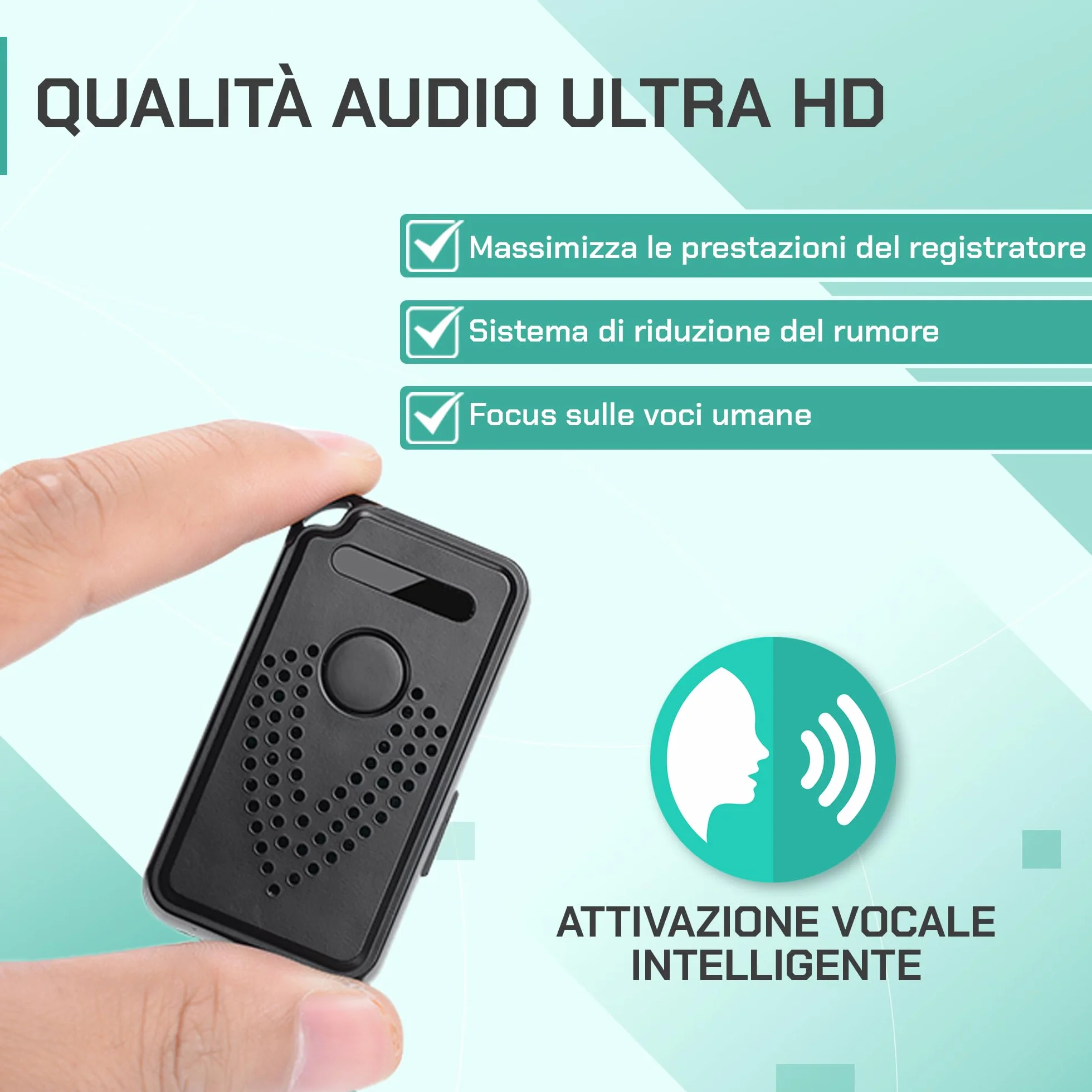 Registratore Vocale Attivato tramite Internet-WiFi, Controllo illimitato della distanza Registratore Vocale Audio, Microfono Audio Cimice a Distanza