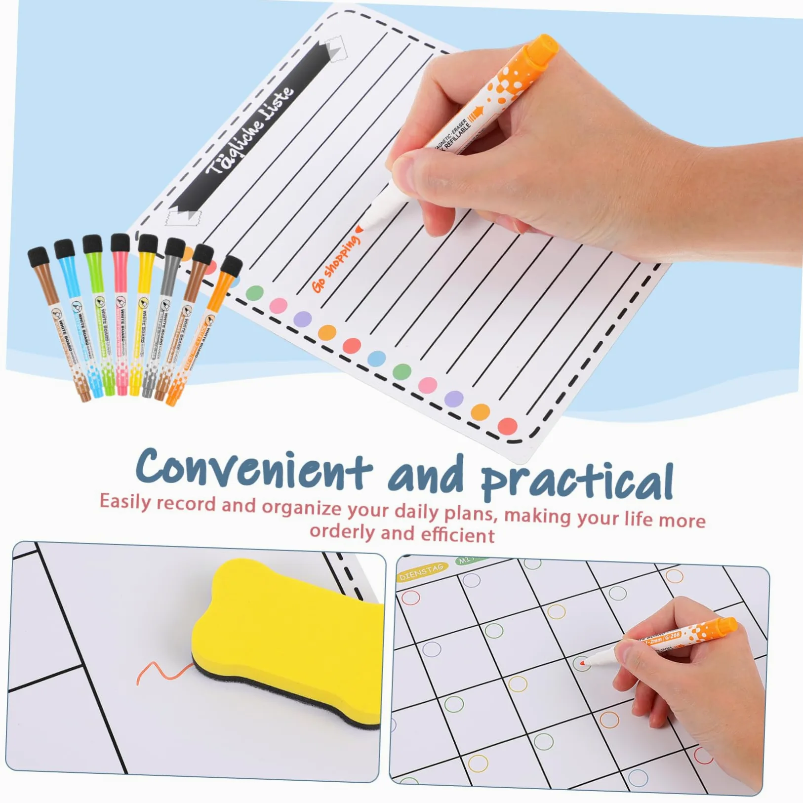 Housoutil Lavagna Magnetica Mensile Cancellabile per Frigorifero, Pianificatore per Cucina e Ufficio, Ampia Area di Scrittura, Facile da Pulire