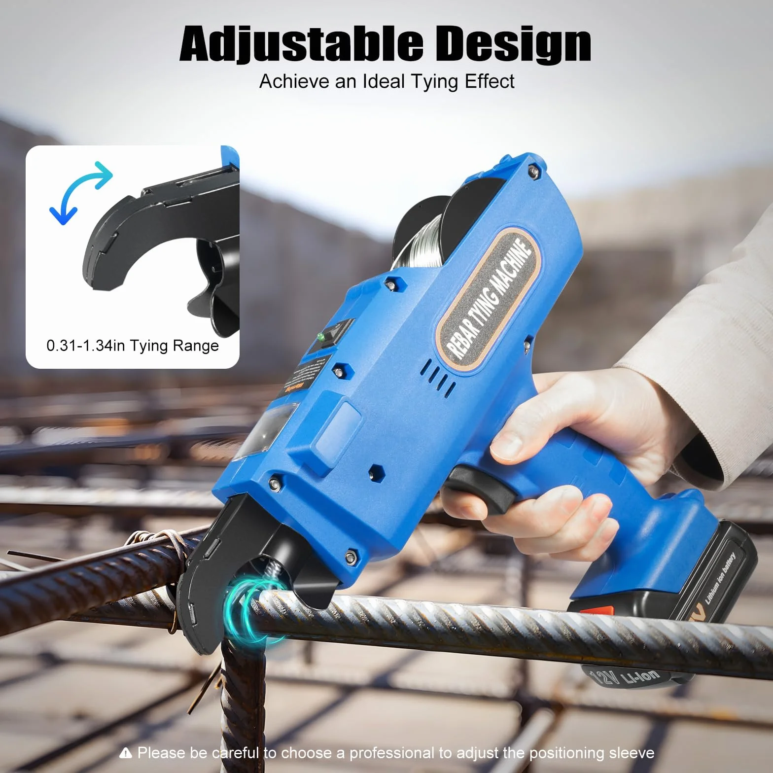 Legatrice professionale in acciaio – 1500 nodi per carica, 0,8s/nodo, 8-34 mm, con 2 batterie da 4500 mAh e valigetta degli attrezzi