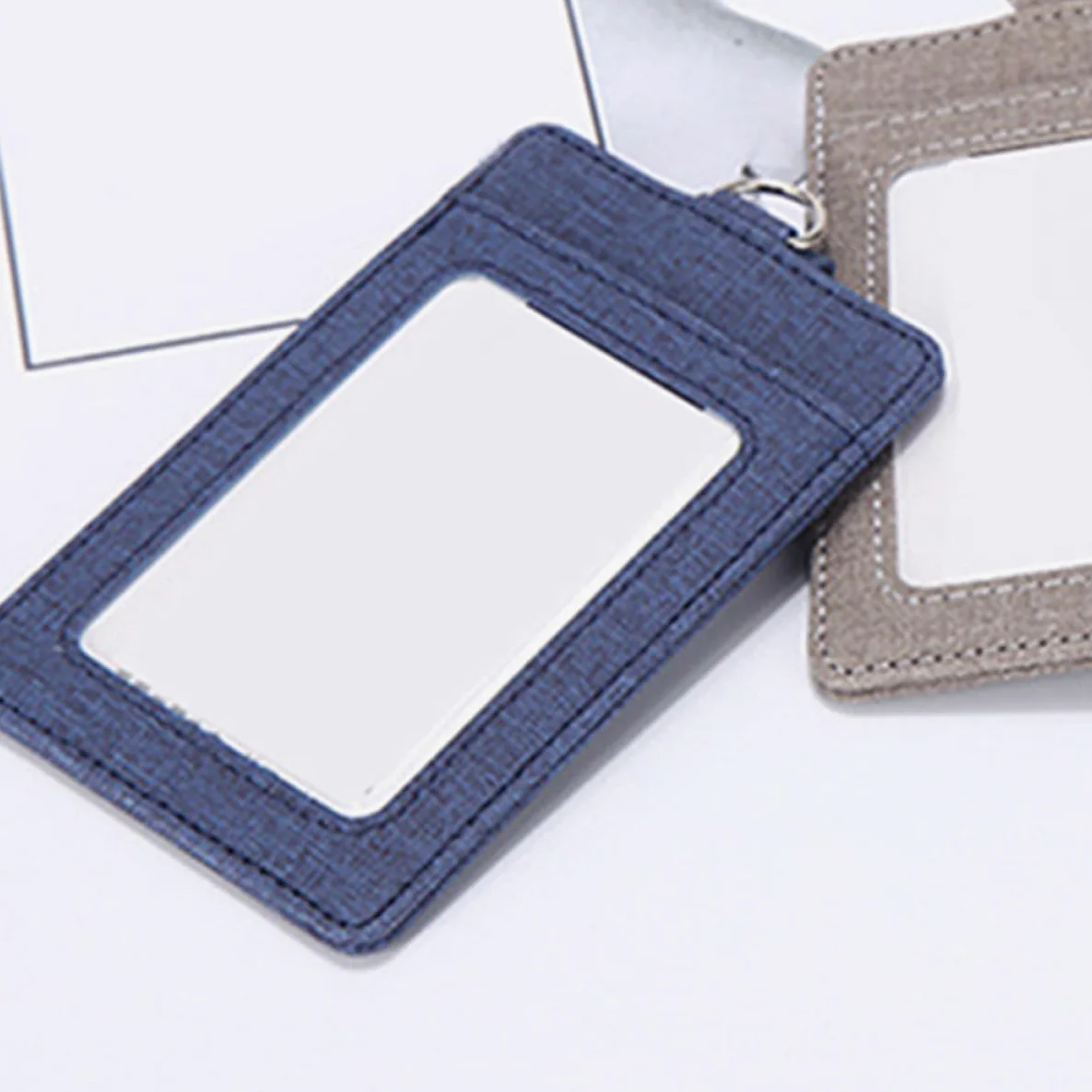 9pezzi Portabadge Retrattile Pelle Pu Con Lanyard Per Id Studenti e Chiavi Design Lato e Finestra