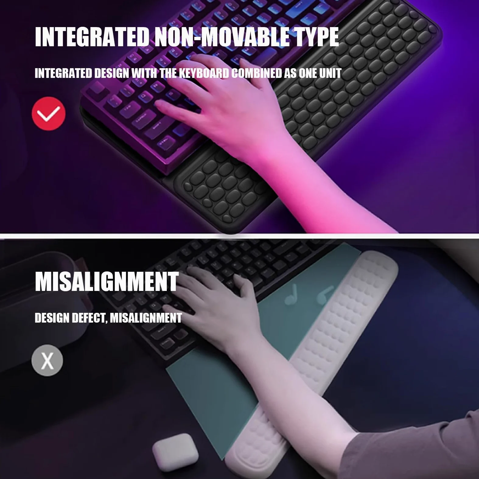 Poggiapolsi per tastiera dal design con gradienti colorati con base antiscivolo per migliorare il comfort della tastiera da gioco