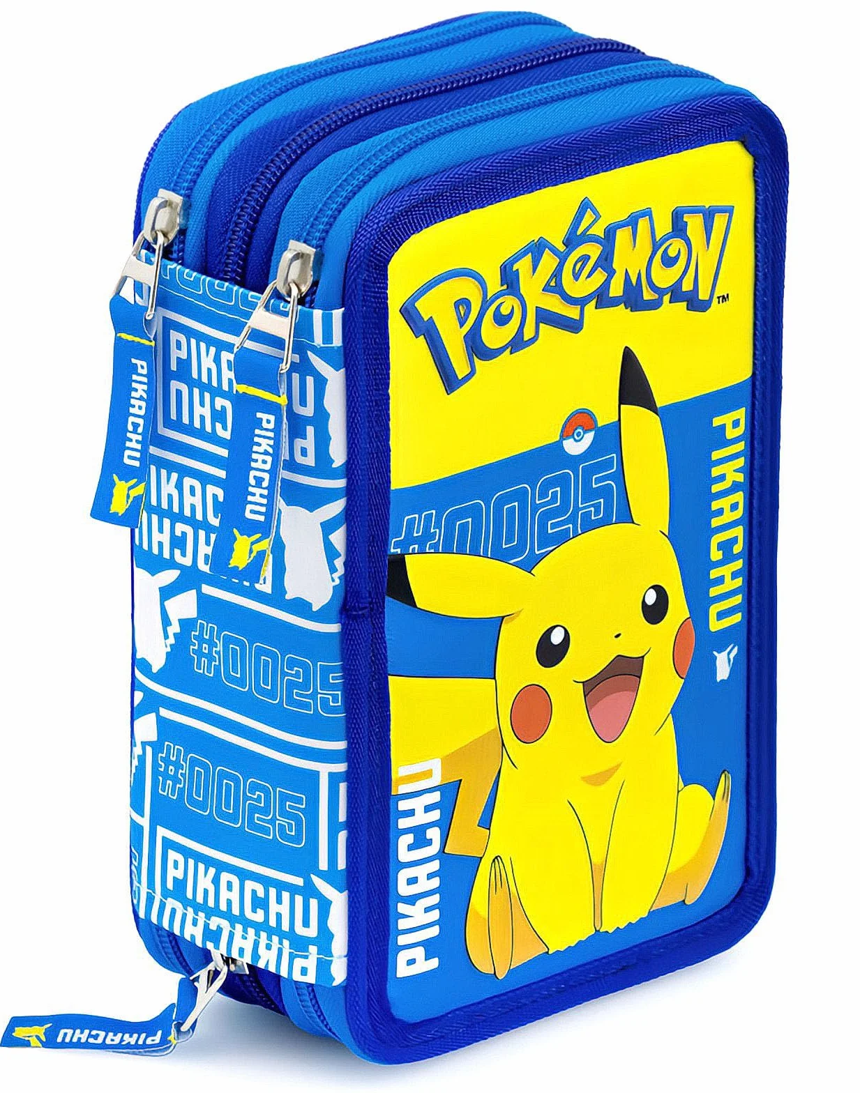 Clondo Astuccio 3 Scomparti 45 Pezzi Per Pokemon Fan Blu e Giallo