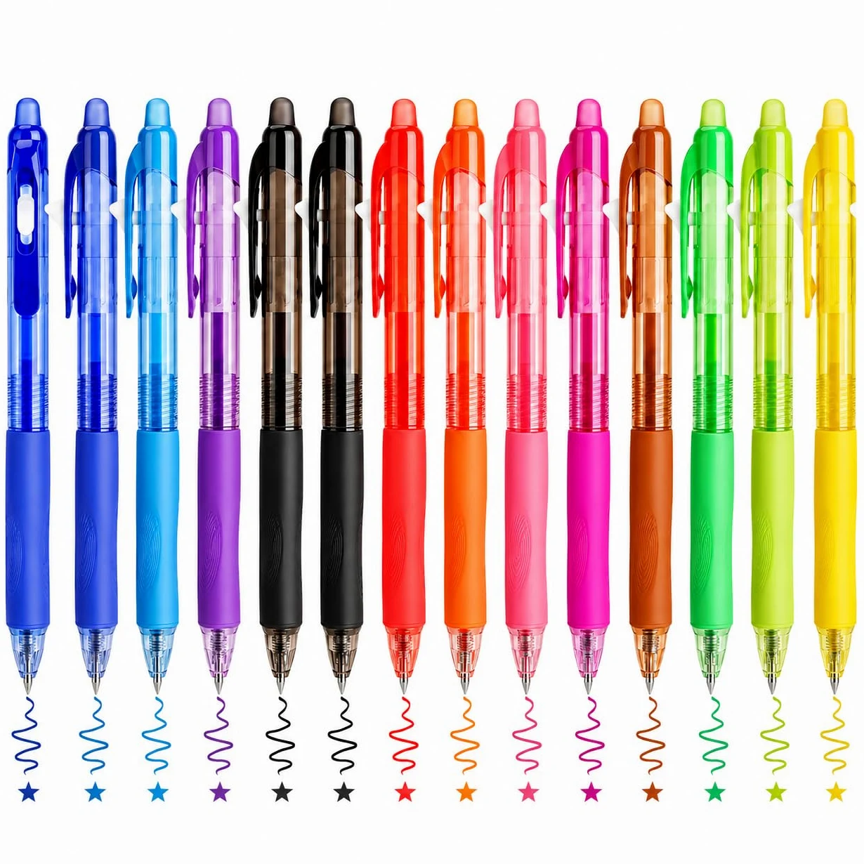 Confezione da 14 penne cancellabili – Inchiostro gel di colori assortiti, ad asciugatura rapida, con impugnatura comoda retrattile, per scuola, ufficio, esami, set regalo per studenti