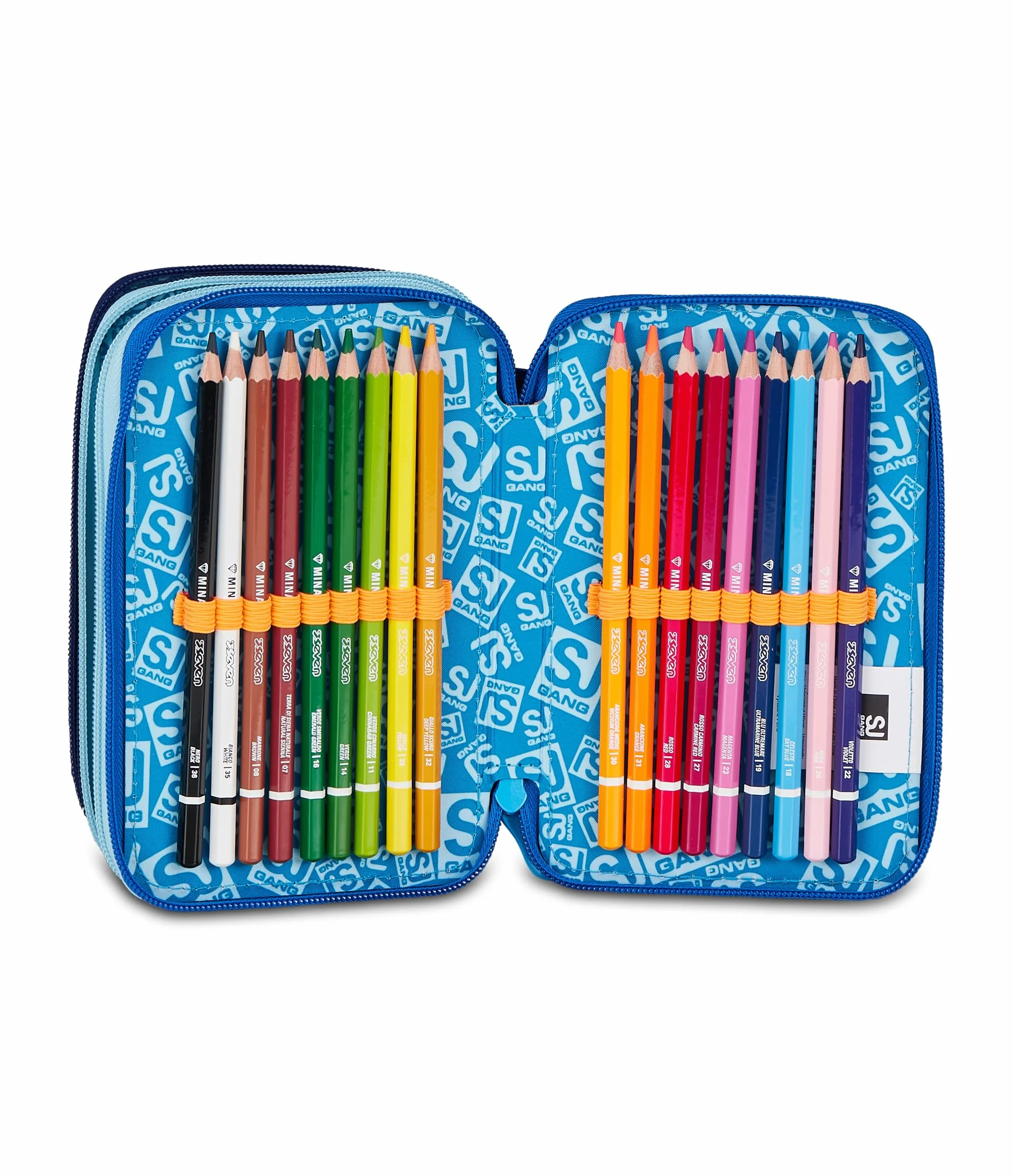 SJ GANG STYLE JAM GANG Astuccio Scuola 3 Zip SPACE LED BOY, Blu, Triplo Scomparto, 45 pezzi, Set cancelleria incluso, Pratica chiusura con zip, Scuola elementare, Bambino