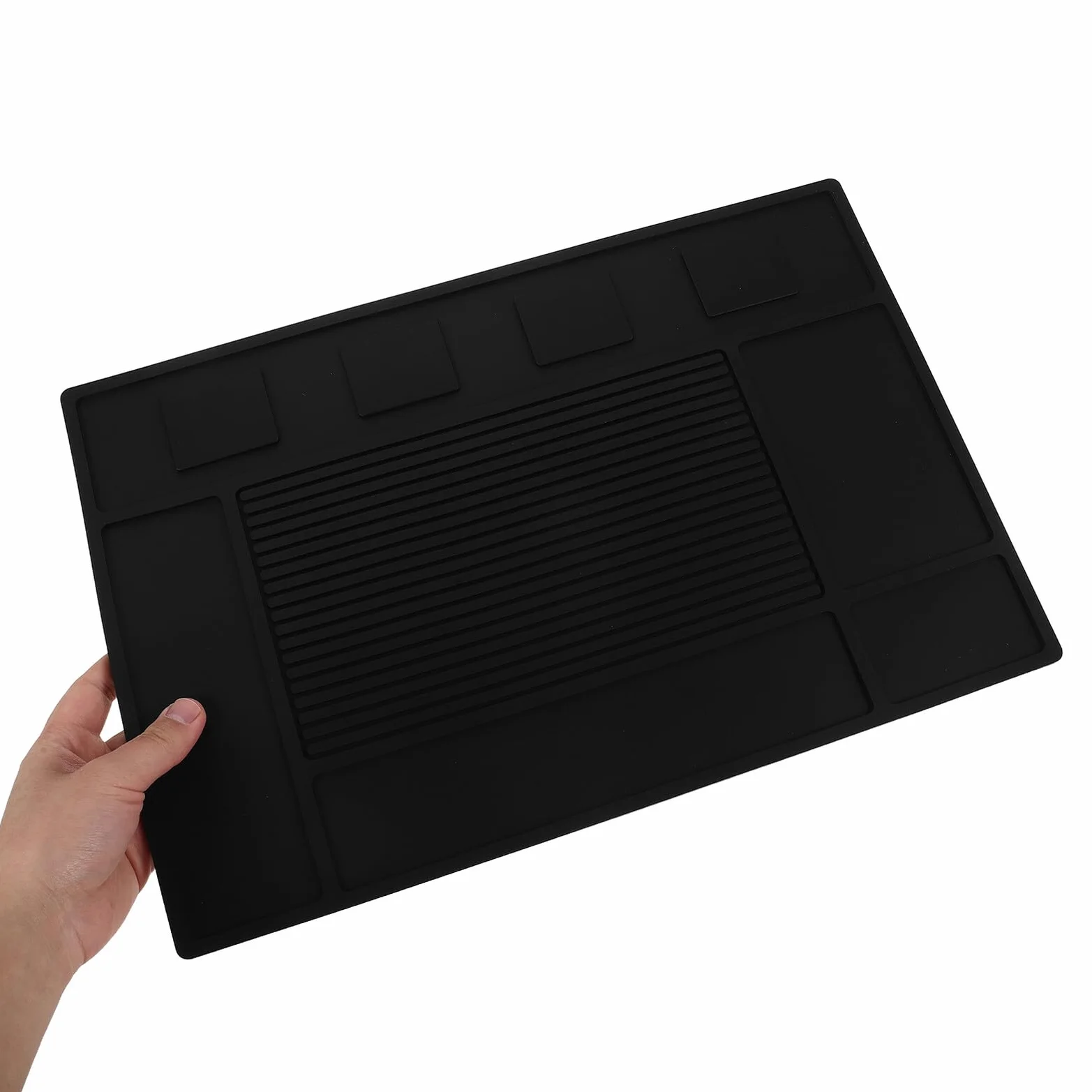 Tappetino Magnetico Antiscivolo per Scomparti per Forbici e Taglierini, in Pvc Nero per Postazione Salone