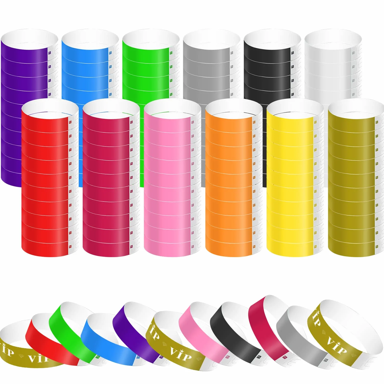 1220Pz Braccialetti di Carta per Eventi, Colorato Braccialetti Identificativi Colorati Impermeabili Braccialetti Colorati Discoteca per Festival Feste Musicali Esposizione Concerti (12 Colori)