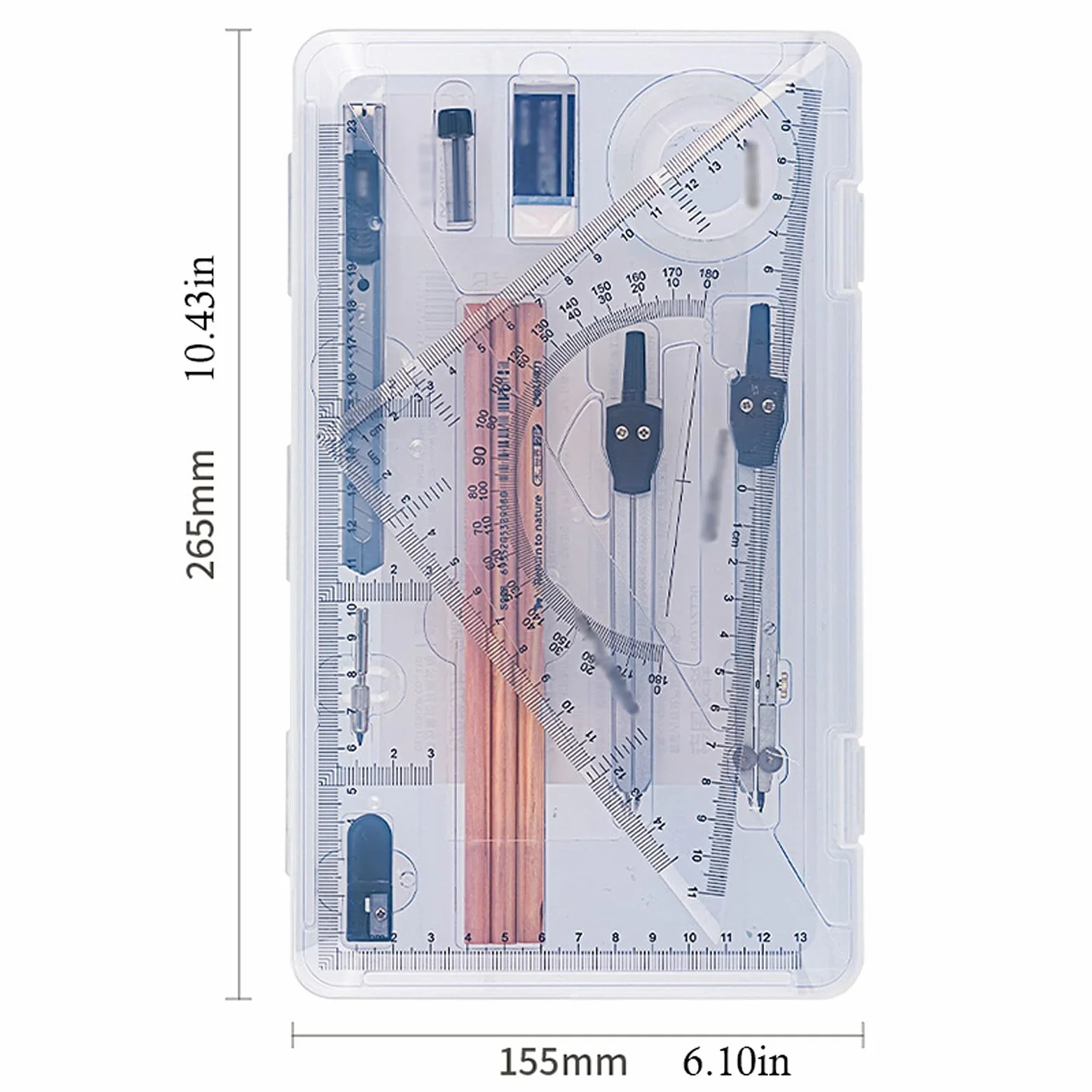 Compassi per tracciare Set di strumenti di geometria matematica Set di bussola 16 pezzi con rifornimenti di piombo Glortractor Set ideale for la casa e l'ufficio della scuola Strumenti di misura