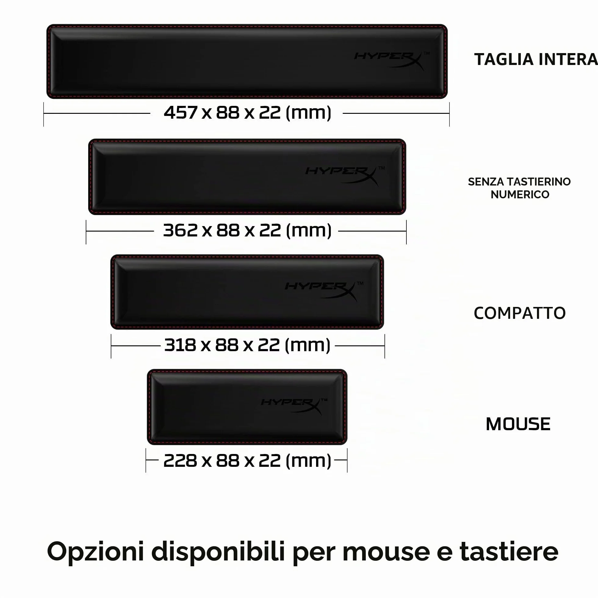 HyperX Poggiapolsi Compatto Memory Foam Gel Anti-Scivolo Ergonomico Nero
