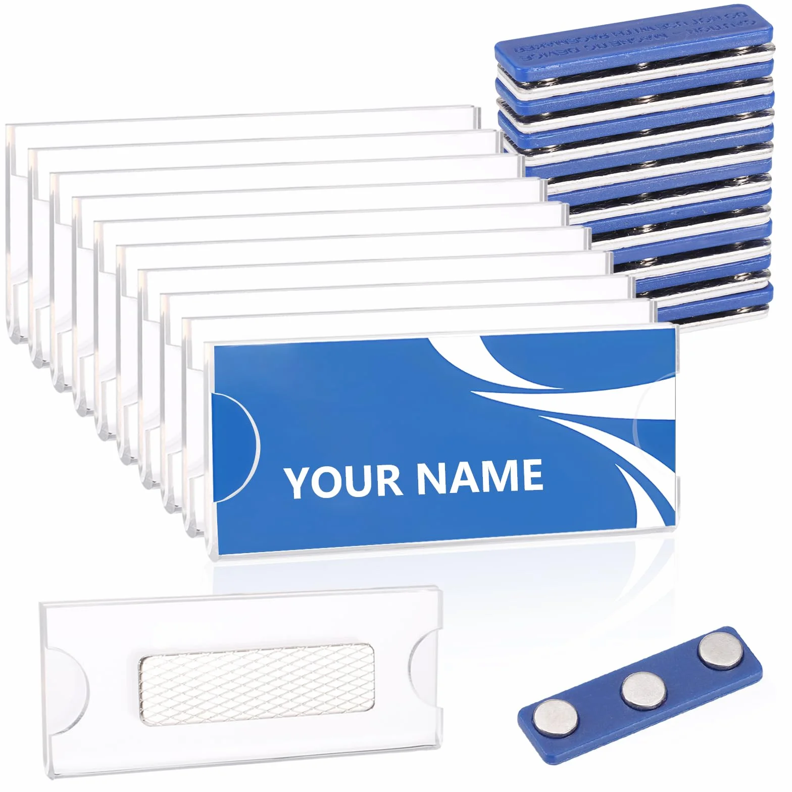 JIANTA 10 Pezzi Targhette Magnetiche 75 x 30 mm Magnete per Abbigliamento Porta Badge Riutilizzabile