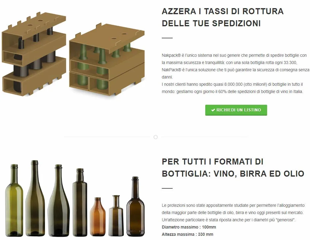IMBALLAGGI 2000 - SCATOLA PORTABOTTIGLIE NAKPAK PER SPEDIZIONI ESPRESSE DI VINO ALCOLICI ED OLIO (6 BOTTIGLIE) (50)