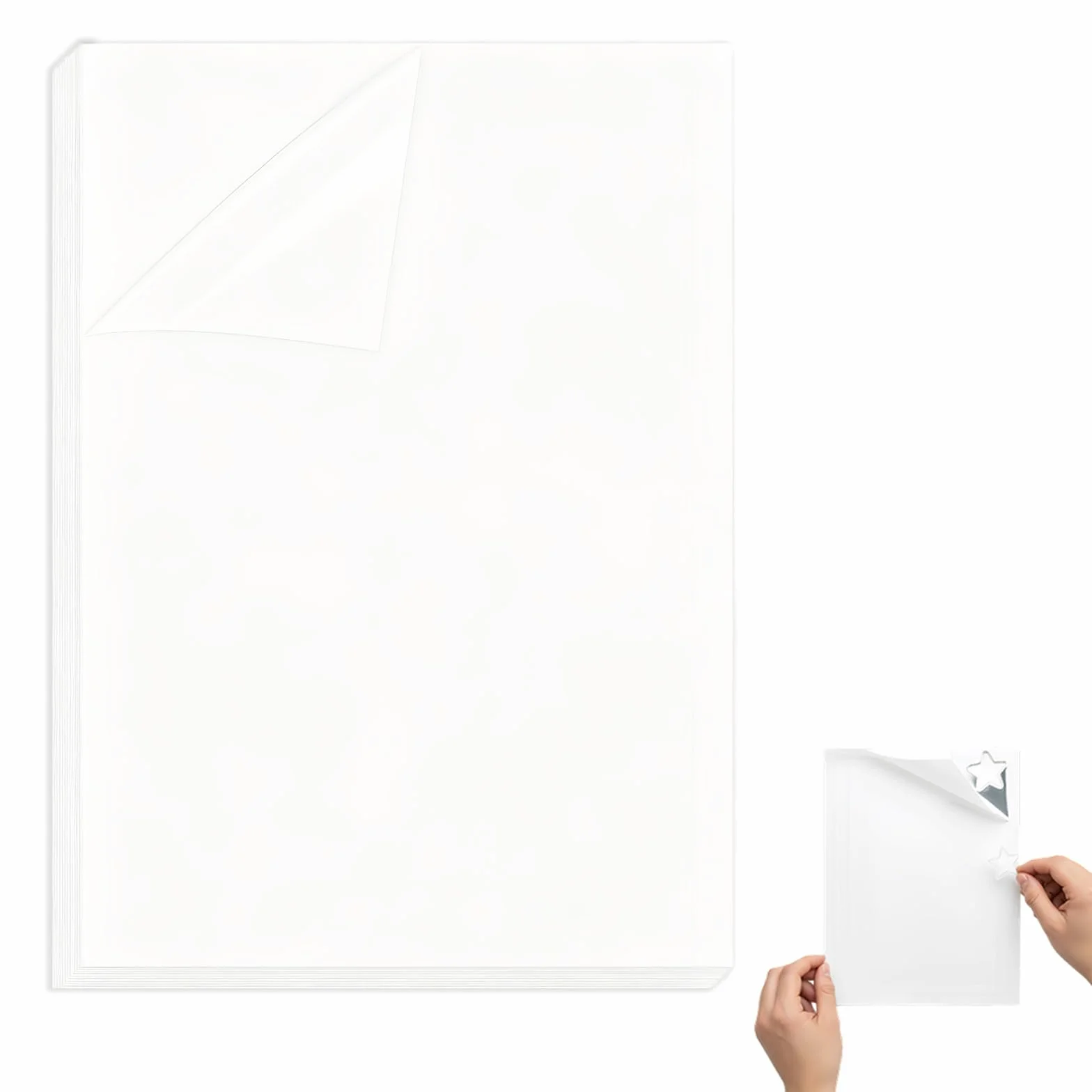 Carta Trasparente A4 Adesiva 95% Trasparente Impermeabile 216x279mm per Stampa Laser Inkjet