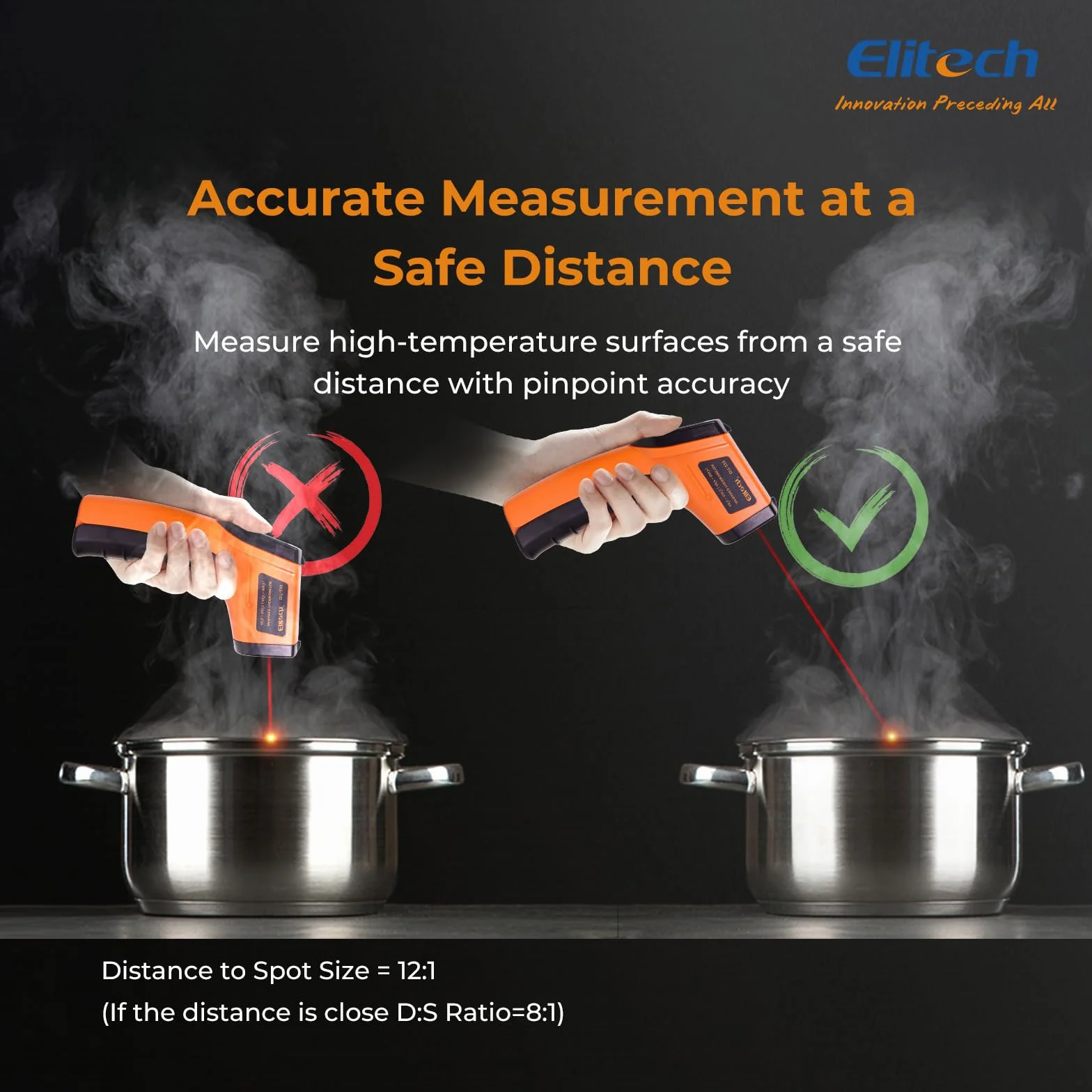 Elitech DIT-220 Termometro IR Digitale Senza Contatto -50°C a 530°C Emissività Regolabile