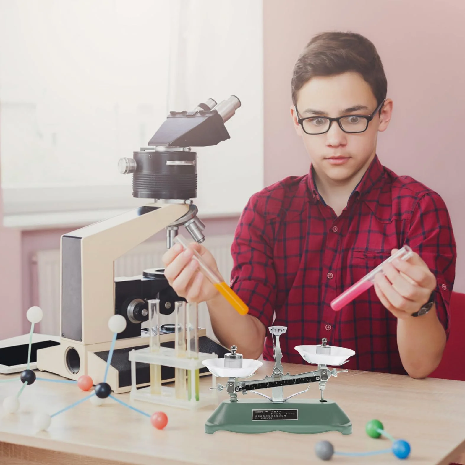 Strumento di Misura da Laboratorio con Tre Bracci Strumento Didattico Facile da Usare con Massine e Pinzette Visualizzazione Comoda per Insegnamento e Laboratorio