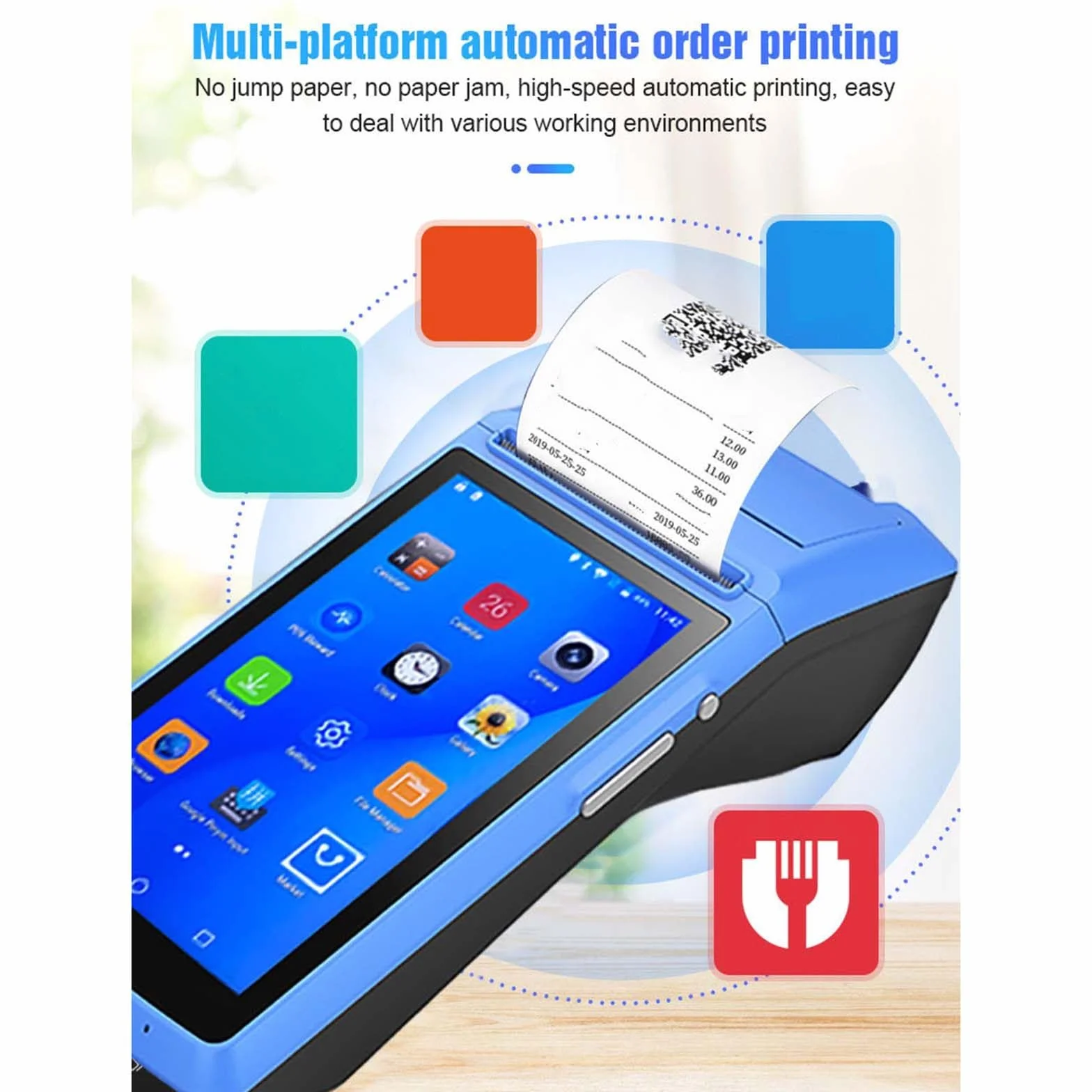 Registratore di Cassa Portatile multilingue con ordinazione Wireless Registratore di Cassa Portatile con Stampante POS Bluetooth