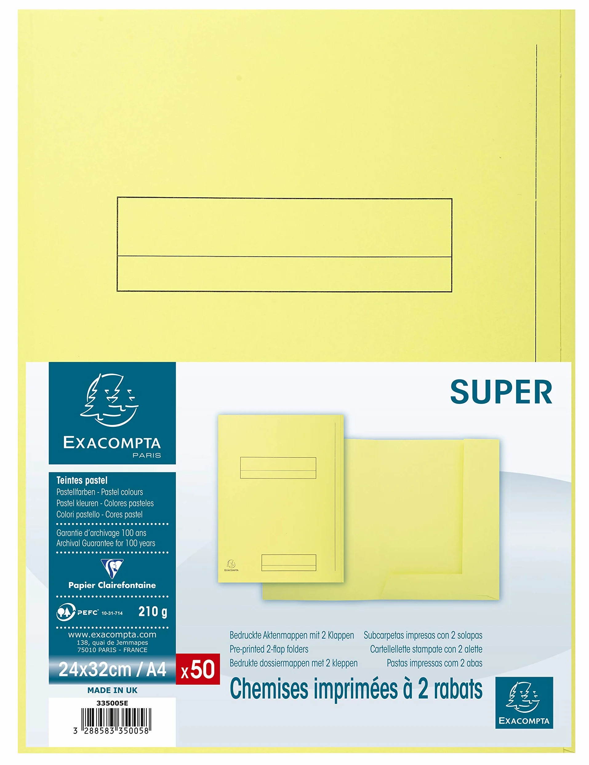 Exacompta 335005E Cartelle con Alette, 24x32 cm, Giallo