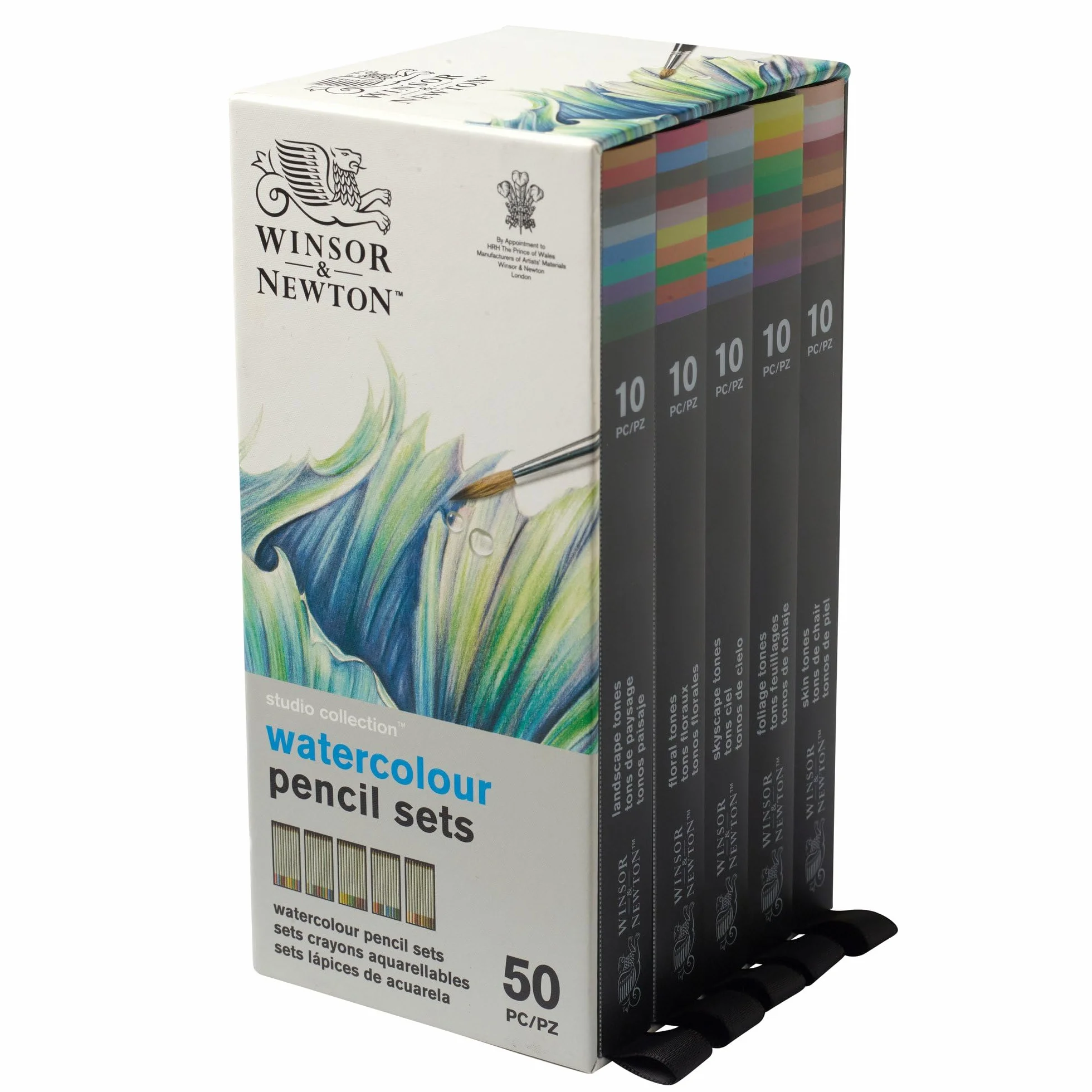 Winsor & Newton Studio Collection - Set di 50 matite acquerellabili in astuccio, 50 colori vivaci in astuccio metallico, infrangibili, matite colorate per adulti e artisti
