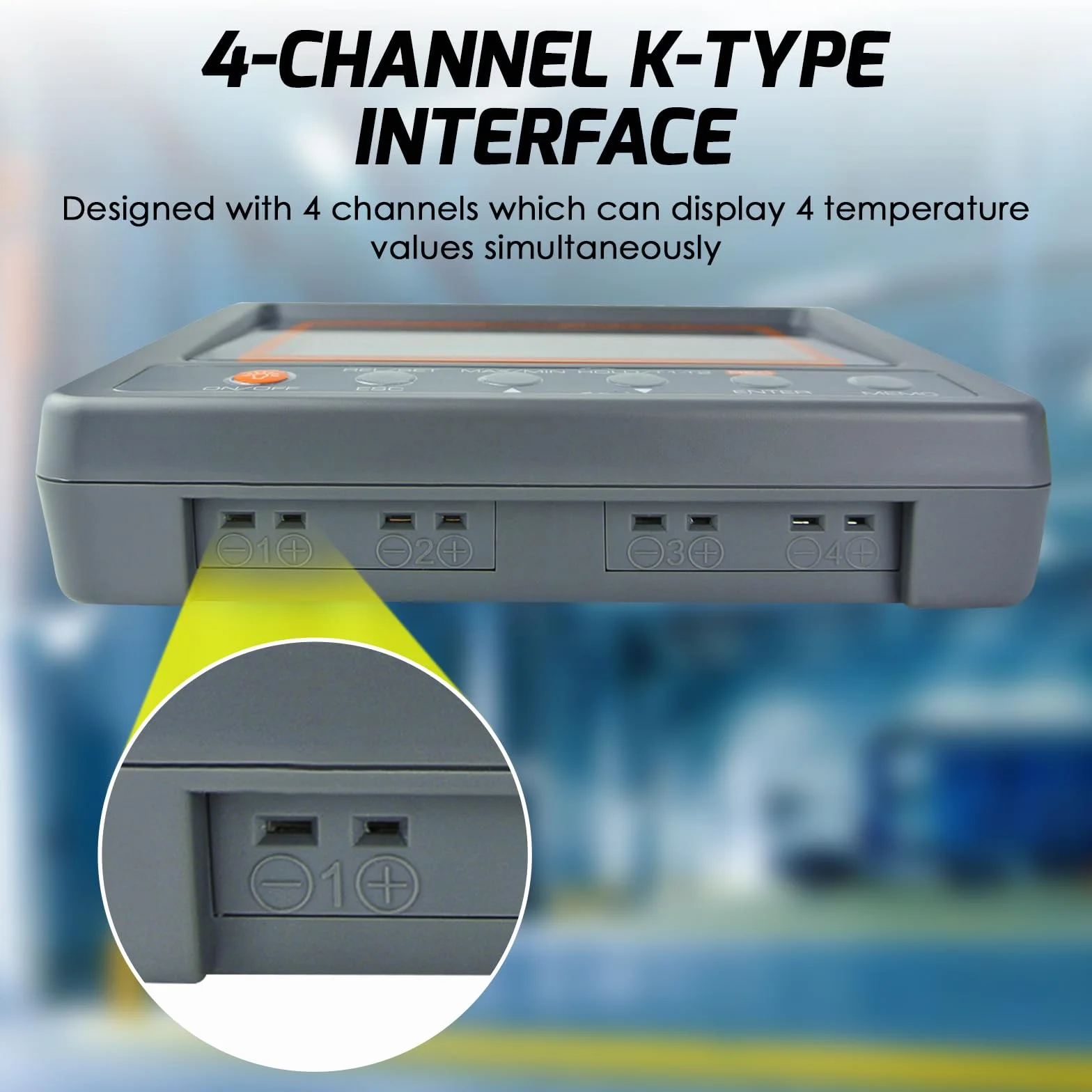 Termometro Digitale 4 Canali K-Type con Registrazione Dati SD, Allarme Programmabile, Registratore di Temperatura Multicanale