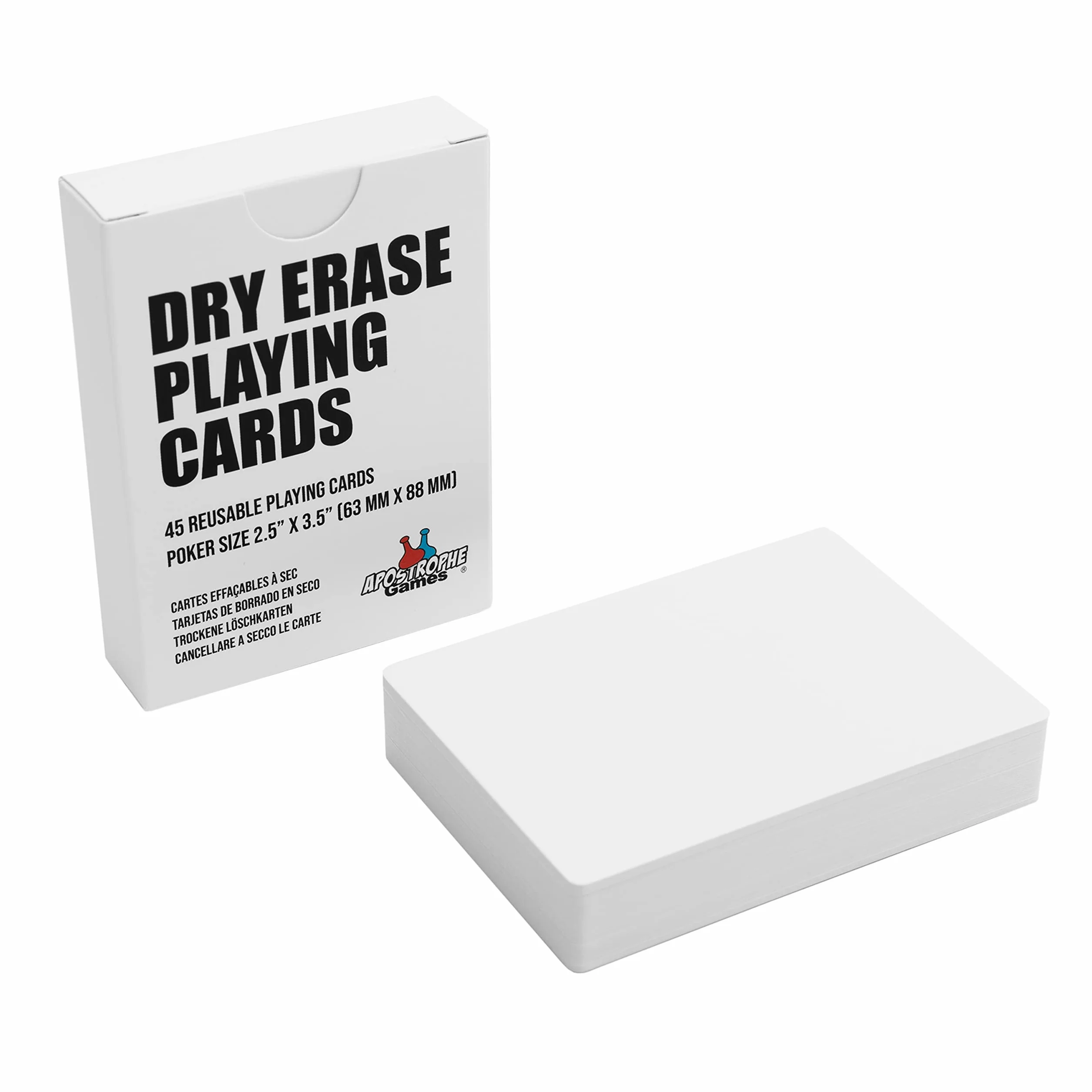 Apostrophe Games Dry Erase Carte da gioco in bianco con Box, 45 pezzi Riutilizzabili, 6,4 x 8,9 cm