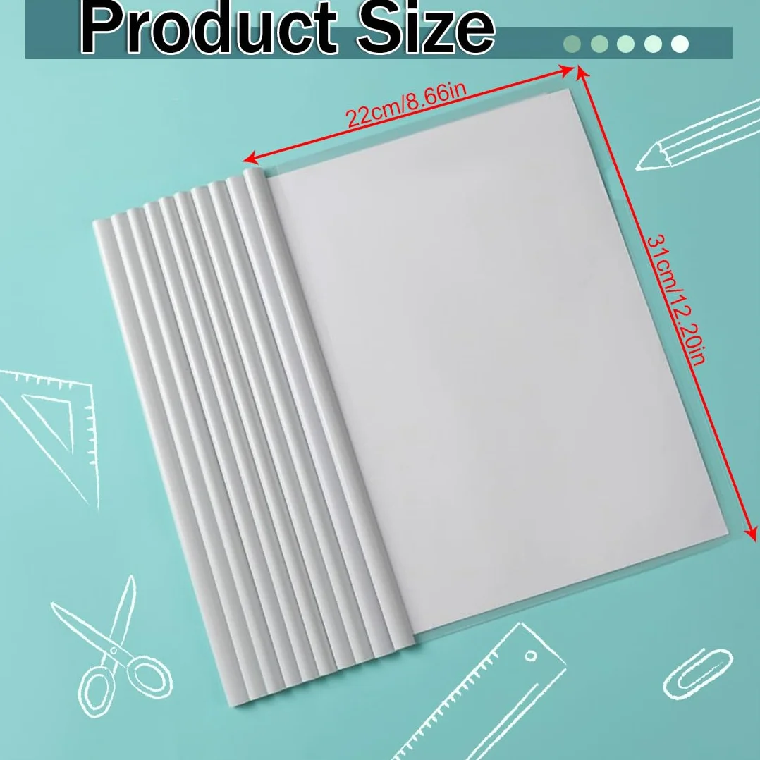 Plastica A4 Copertina Cartella File Barra Scorrevole, Copertine Rilegatura Clip Scuola Ufficio Documenti, Bianco