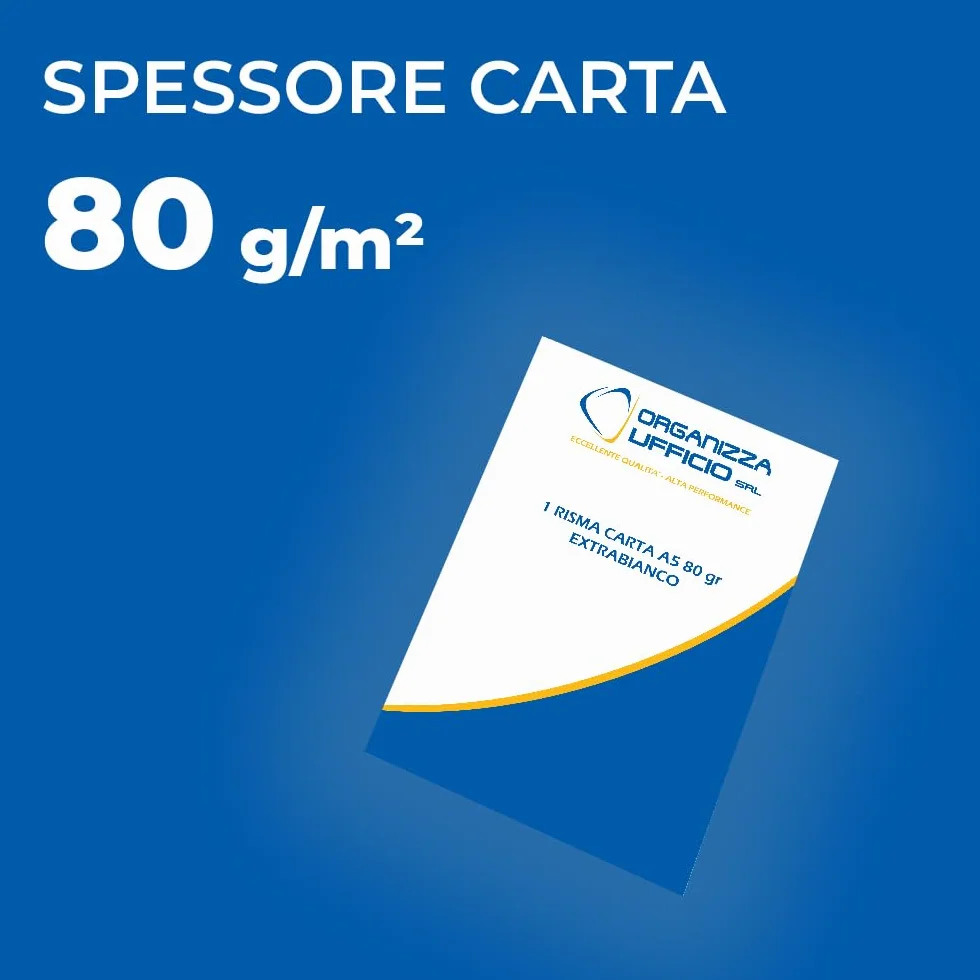 Risme Carta A5 500 Fogli 80 gr/mq Extrabianco per Stampa Laser e Inkjet 3000 Fogli