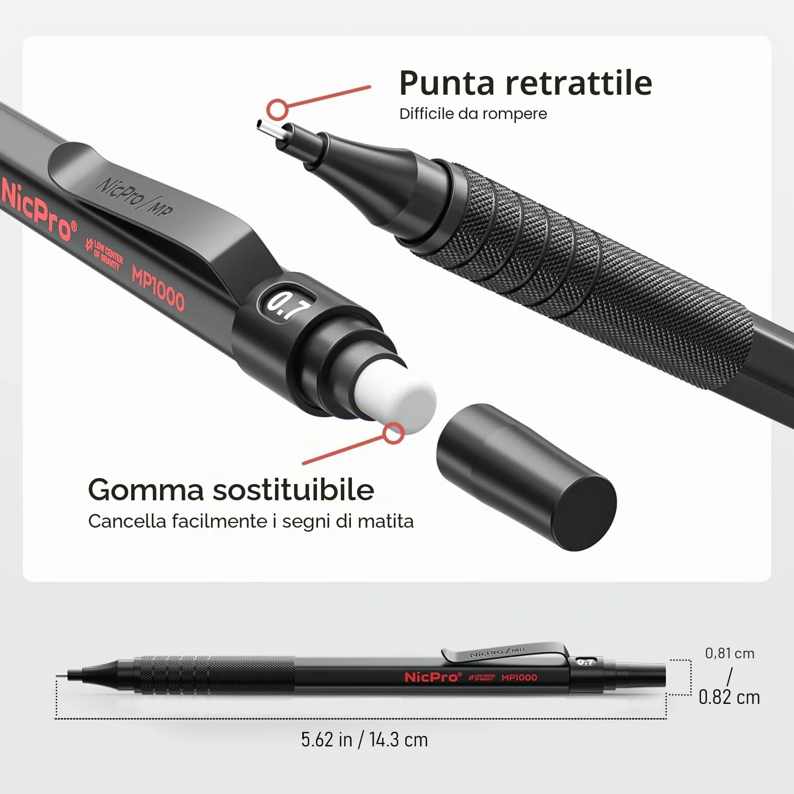 Nicpro 30 Pezzi Matite Meccaniche 0,5 0,7 0,9 mm 2 mm con Custodia in Pelle e Ricariche per Disegno
