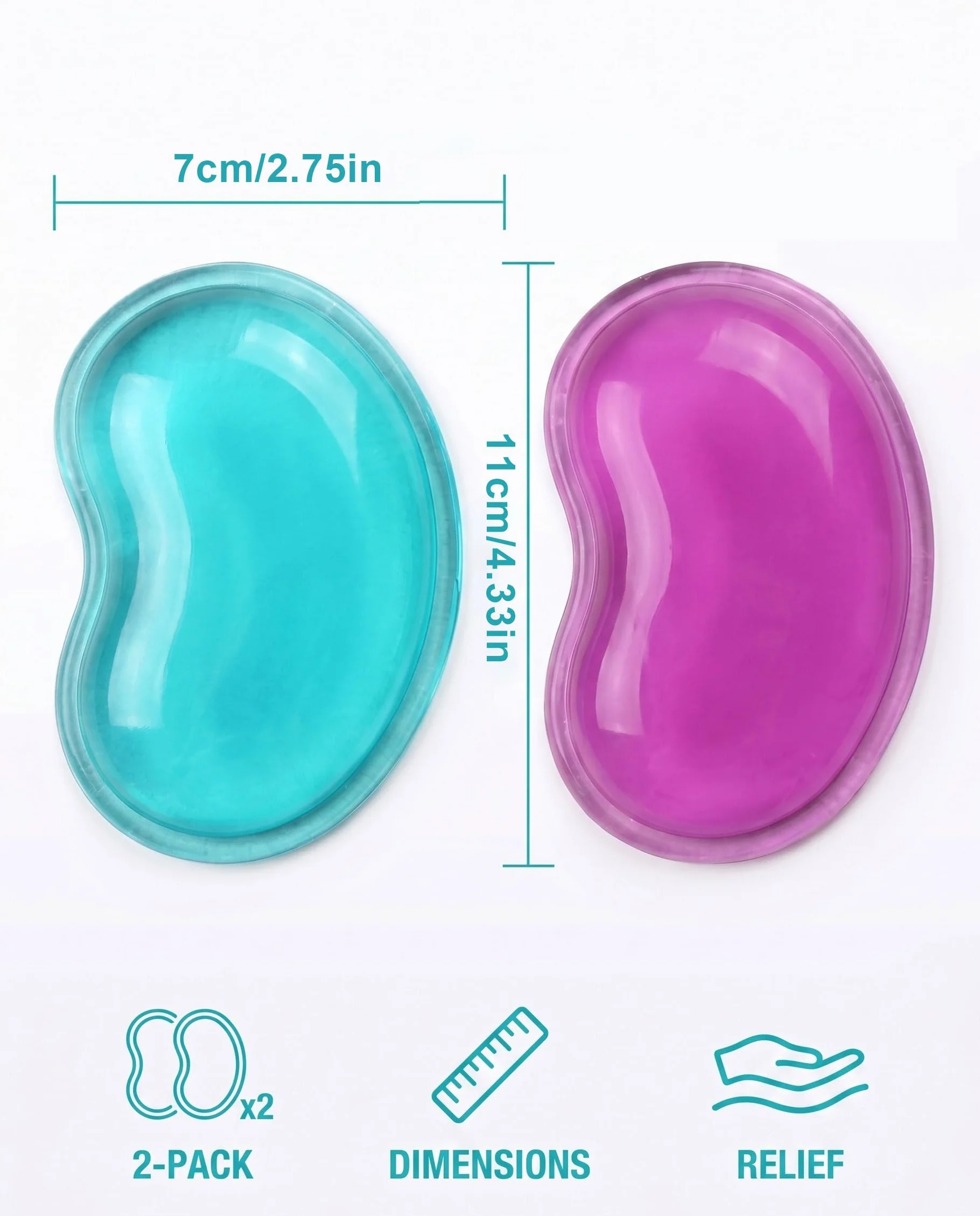Poggiapolsi Crystals Gel Ergonomico 2 Pezzi, Tappetino Mouse a Forma di Cuore Morbido Cuscino per Polso Viola Verde
