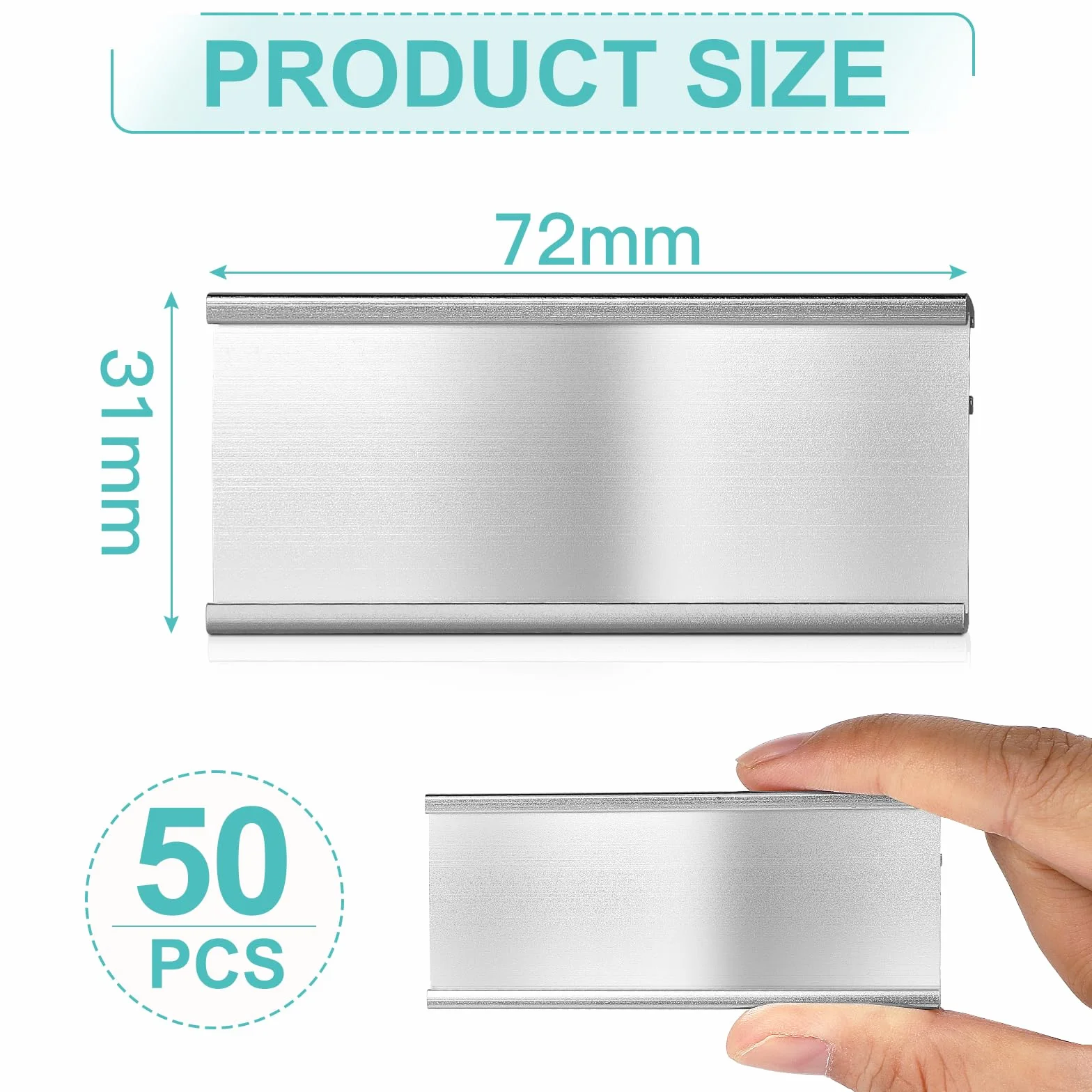 EFUTURETIME Badge Nominativi Magnetici in Alluminio 72x31 mm con Spilla e Clip per Lavoro Mostre Ristorante Scuola