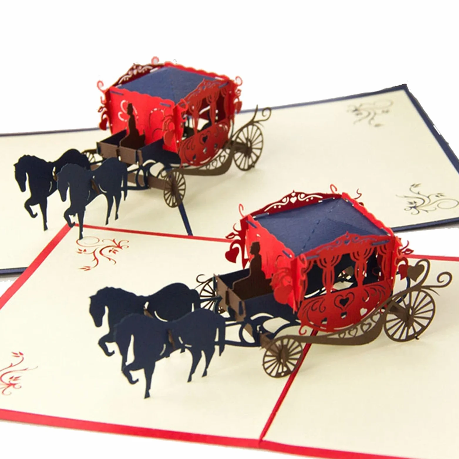 Biglietti d' auguri Biglietti augurali 3D taglio laser taglio fatto a mano intaglio cavallo carrello carta invito biglietti d' auguri cartolina cartolina cartolina San Valentino regalo anniversario d