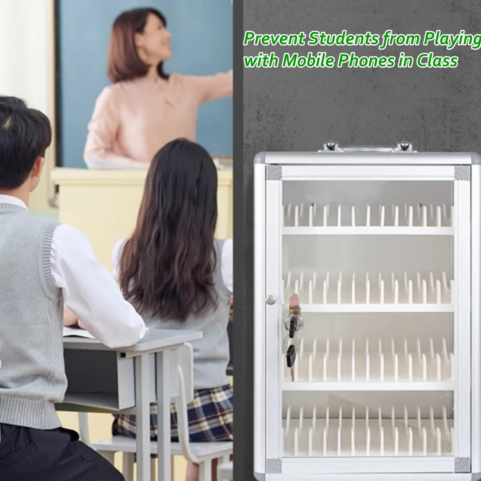 Supporto da parete per telefono cellulare in lega di alluminio per aule da 12 a 72 scomparti, perfetto per scuole, sale riunioni, fabbriche, palestre, salvaspazio, 26,5 x 20 x 60,5 cm