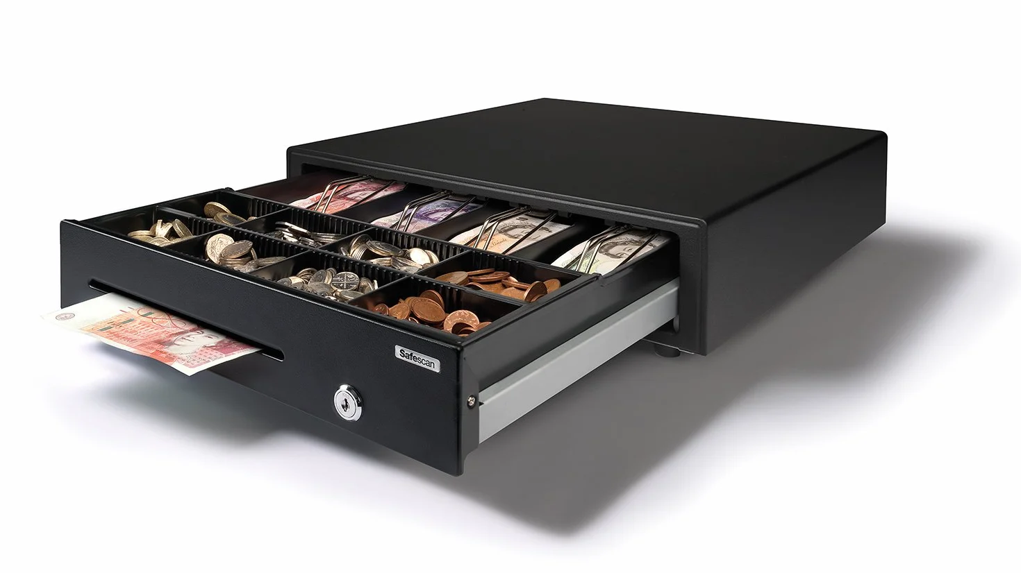 Safescan SD-4141 cassetto per soldi conserva i contanti - Cassa cassetto con 4 scomparti per banconote e 8 per monete - Connessione RJ-12 - Cassetto registratore di cassa 41 x 41,5 x 11,5 cm