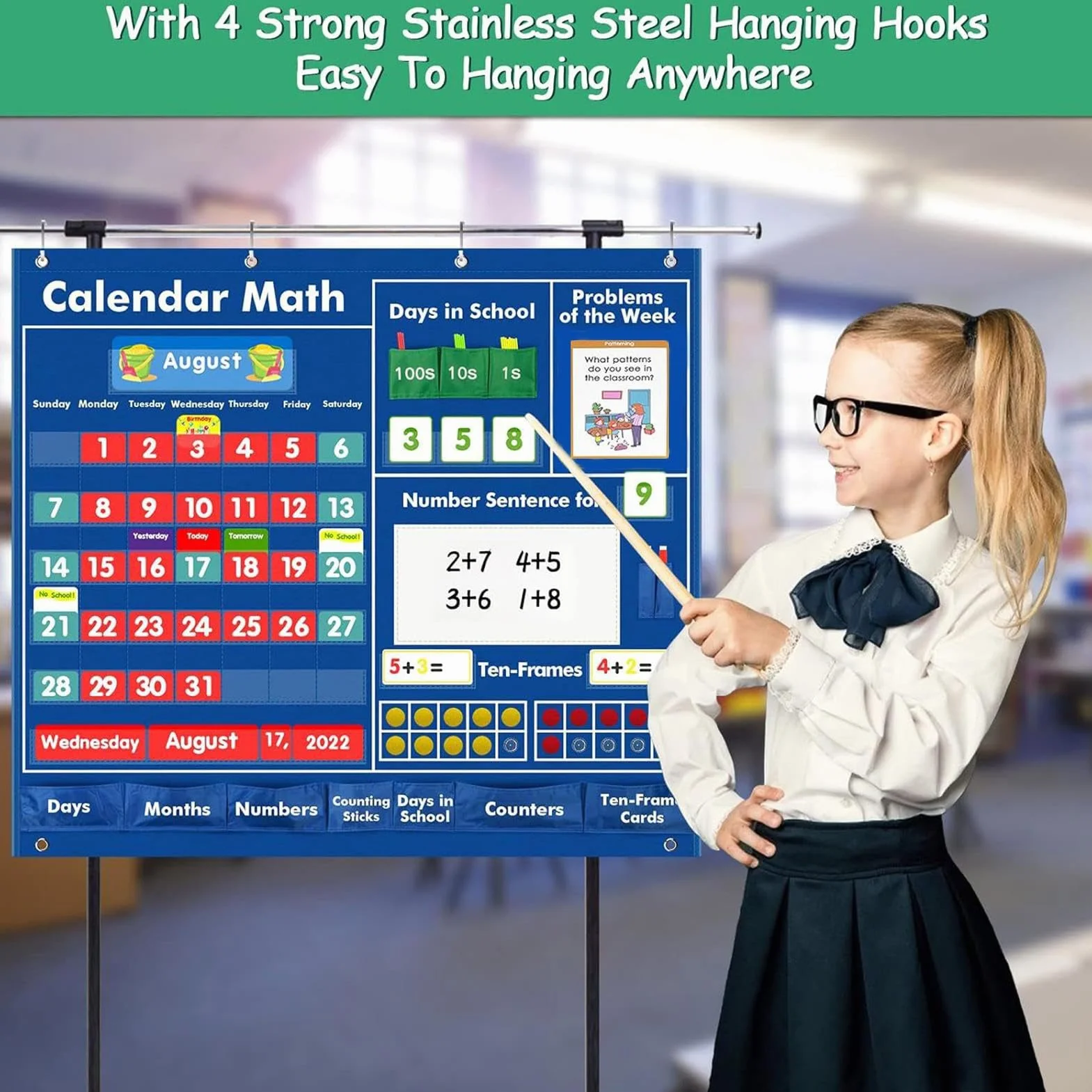 Calendario Con Tasche Per La Classe Attività Con Materiali Modulari | Attività Di Matematica Quotidiane Per Bambini Ragazzo Insegnante Genitore Vacanza Classe Casa Scuola Materna Elementare