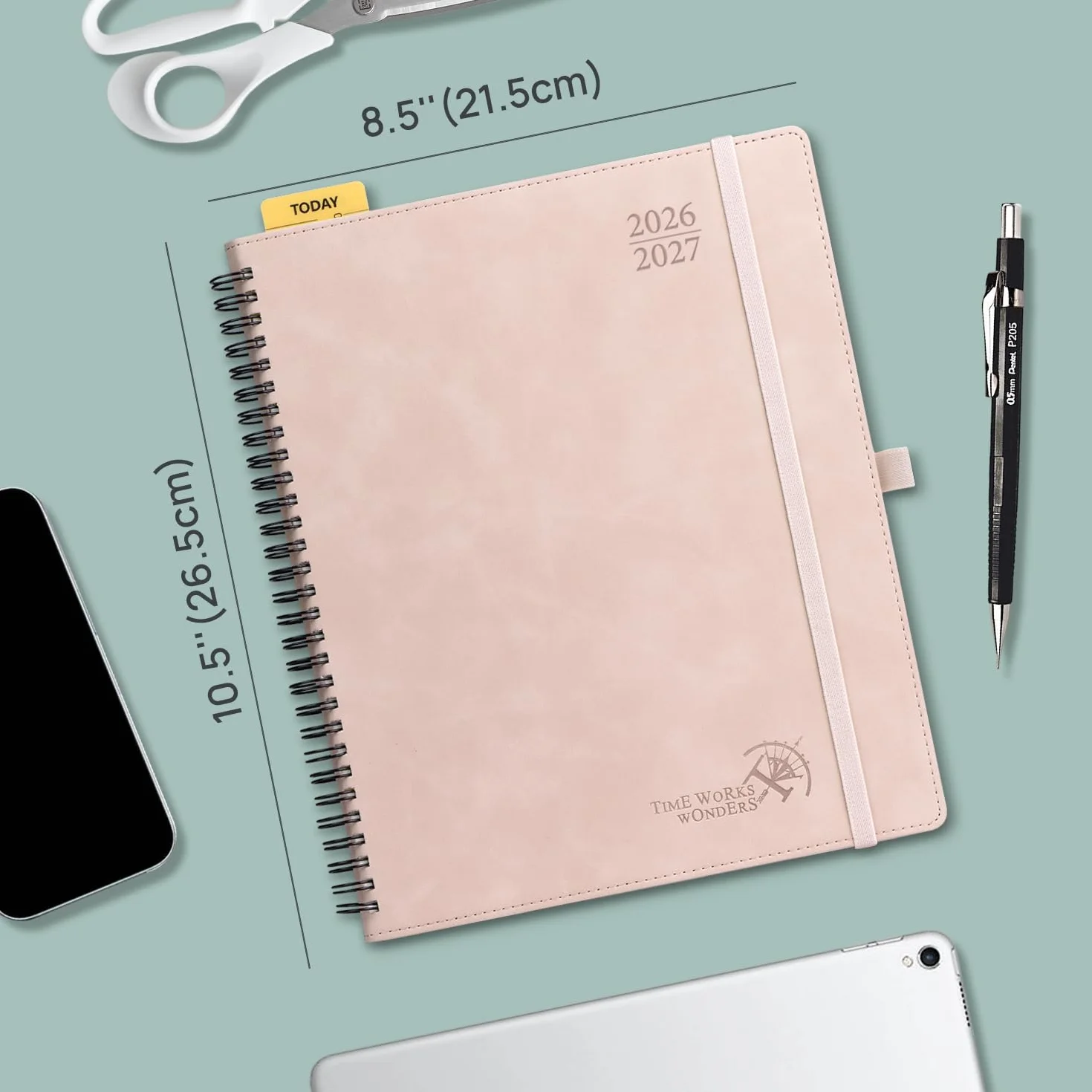 POPRUN Agenda settimanale 2026-2027 (26 luglio-27 giugno), grande 21,6 x 26,7 cm, agenda accademica 2026-2027 con linguette mensili, tasche interne, copertina morbida in pelle a spirale, 100 g/m²