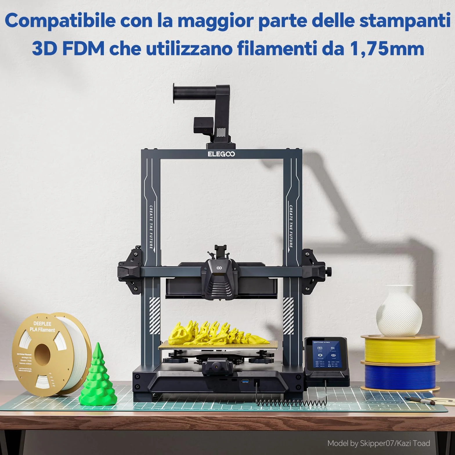 DEEPLEE Filamento PLA 1.75 mm 1 kg Legno Naturale Precisione Dimensionale ±0.02 mm per Stampanti 3D FDM
