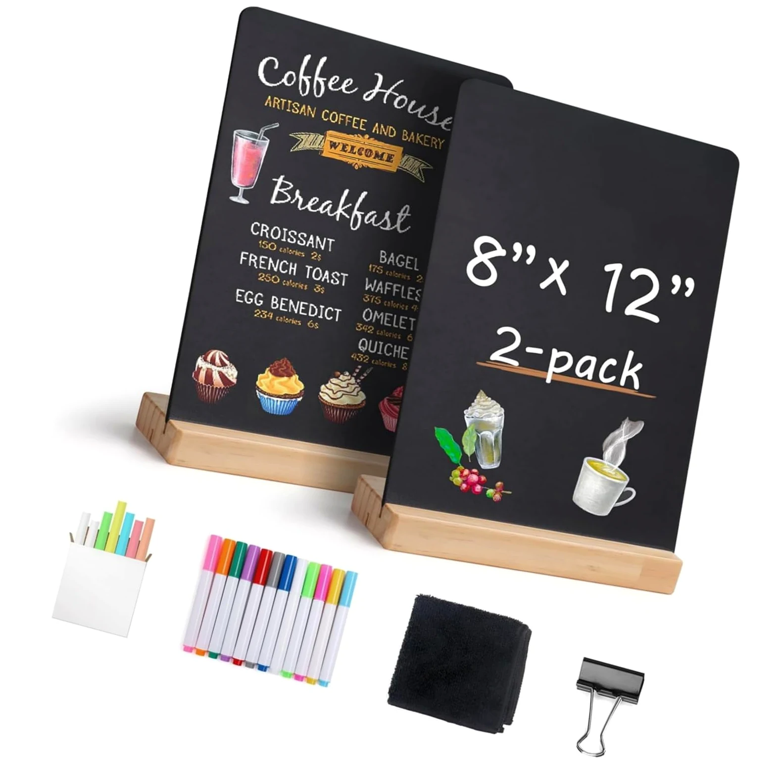 Lavagna double-face da 20 x 30 cm con supporto in legno, lavagna cancellabile per la decorazione della casa, la classe e l'organizzazione quotidiana, lavagna decorativa per scrivania