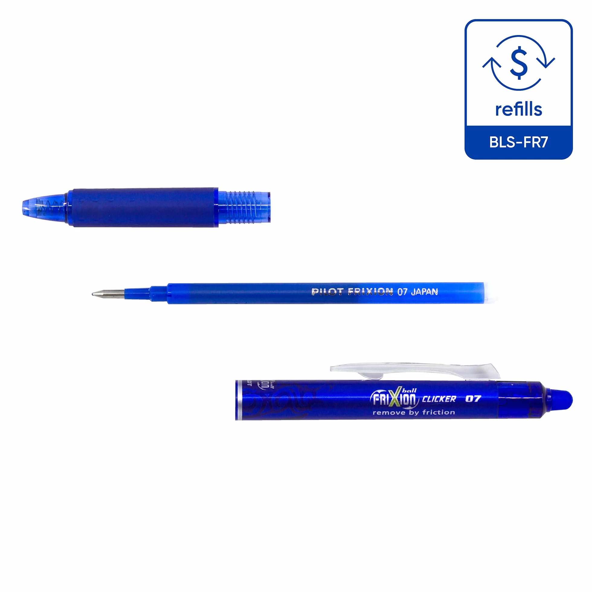 Pilot Frixion Ball Refill 0.7 mm Penna a Sfera Confezione da 3 Blu